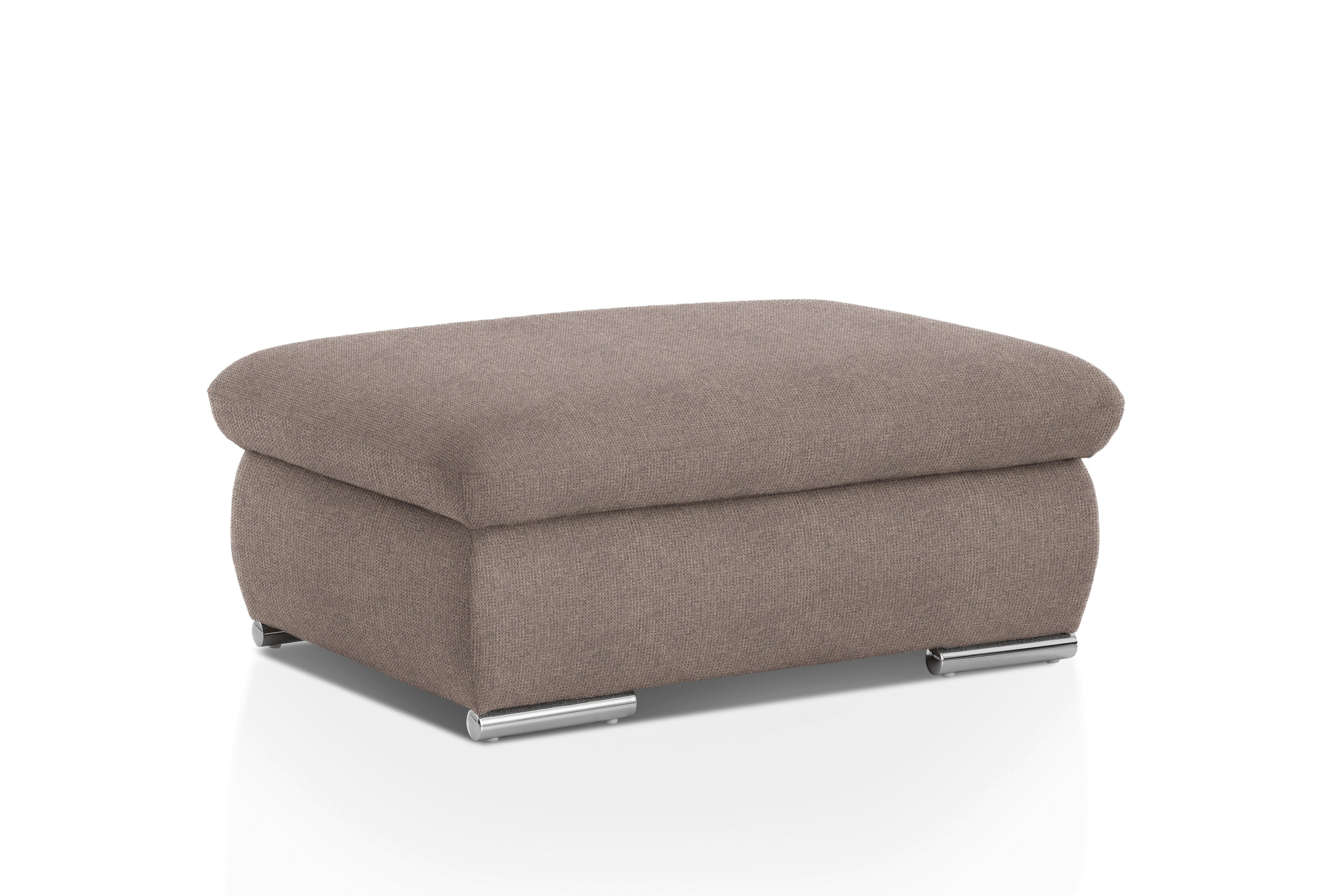 Polsterhocker Isona Taupe Chenille - Taupe/Chromfarben, Design, Textil (101/45/74cm) - Livetastic