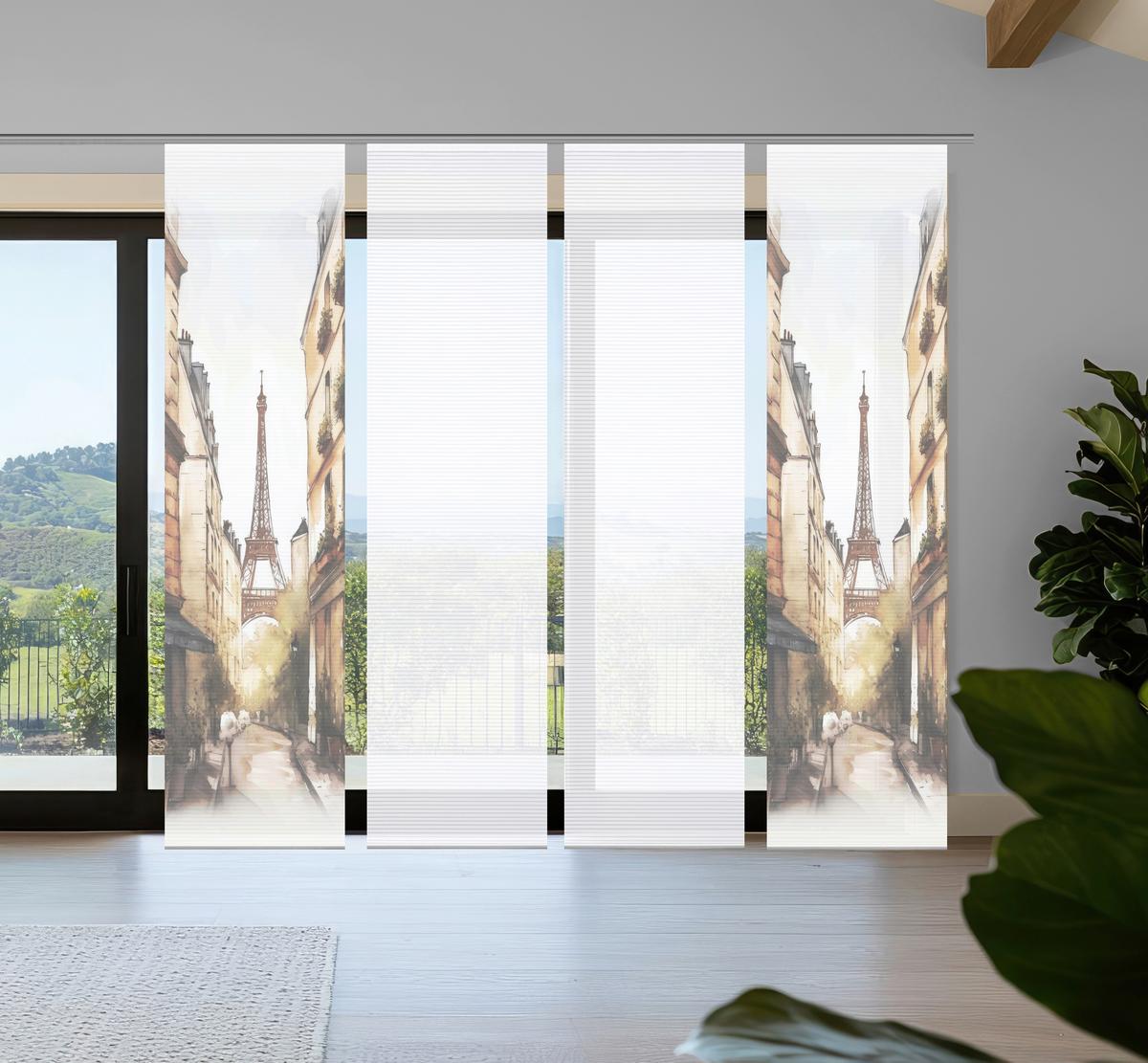 Flächenvorhang Francq 4er Set - Naturfarben/Weiß, LIFESTYLE, Textil (60/245cm)