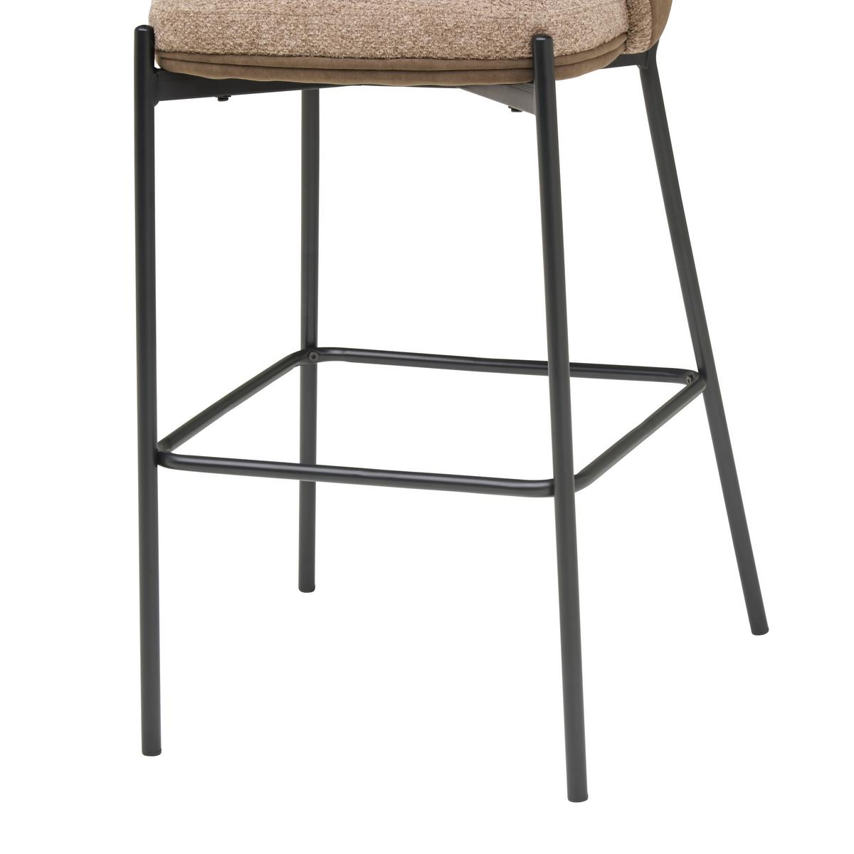 Barhocker Corey Textil Braun B: 53,5 Cm - Schwarz/Braun, MODERN, Textil/Metall (53,5/101/54cm) - MID.YOU