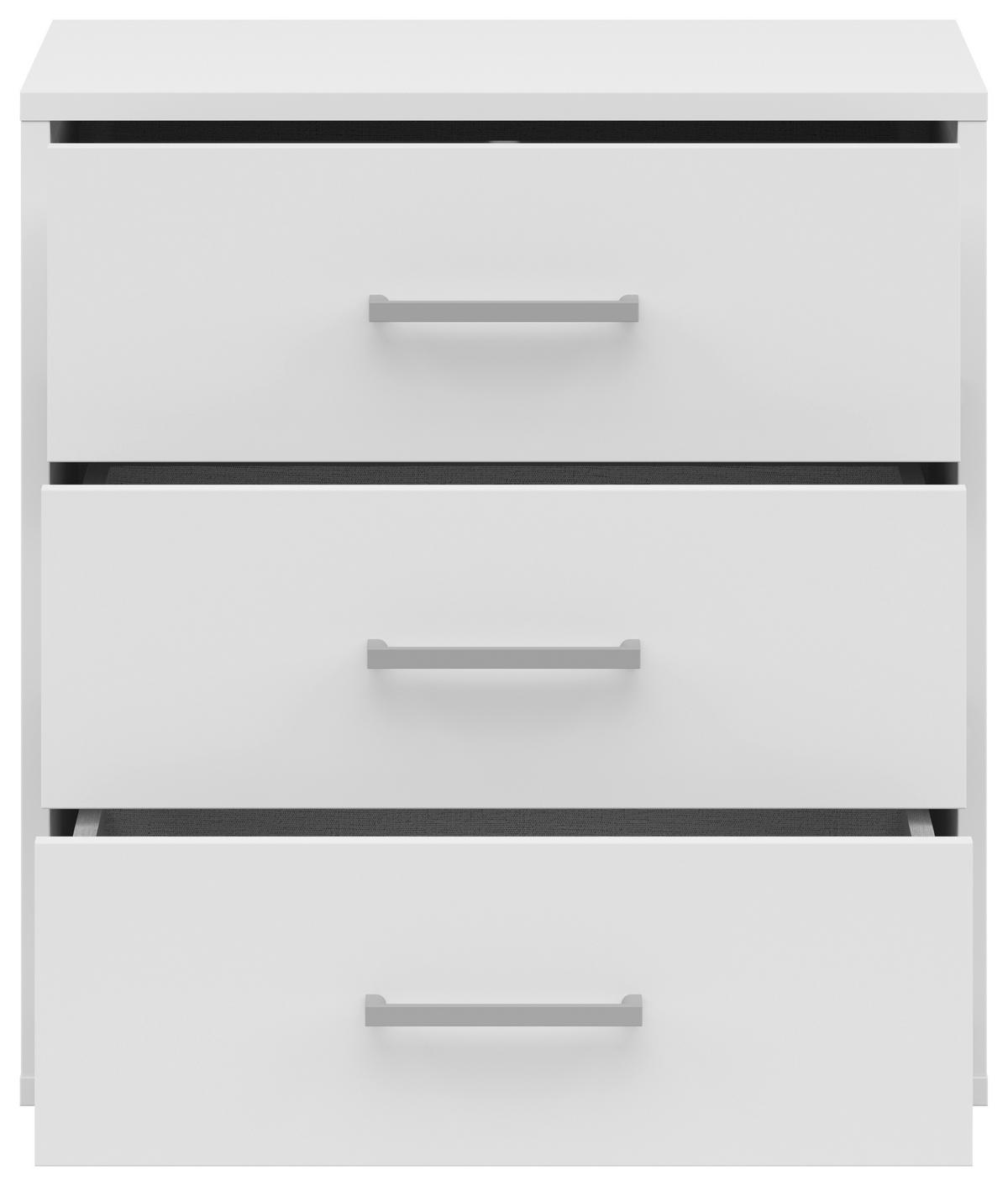 Nachtkästchen Smart Iii Weiß Dekor, 3 Laden, B: 50 Cm - Weiß/Grau, KONVENTIONELL, Holzwerkstoff (50/54/35cm)