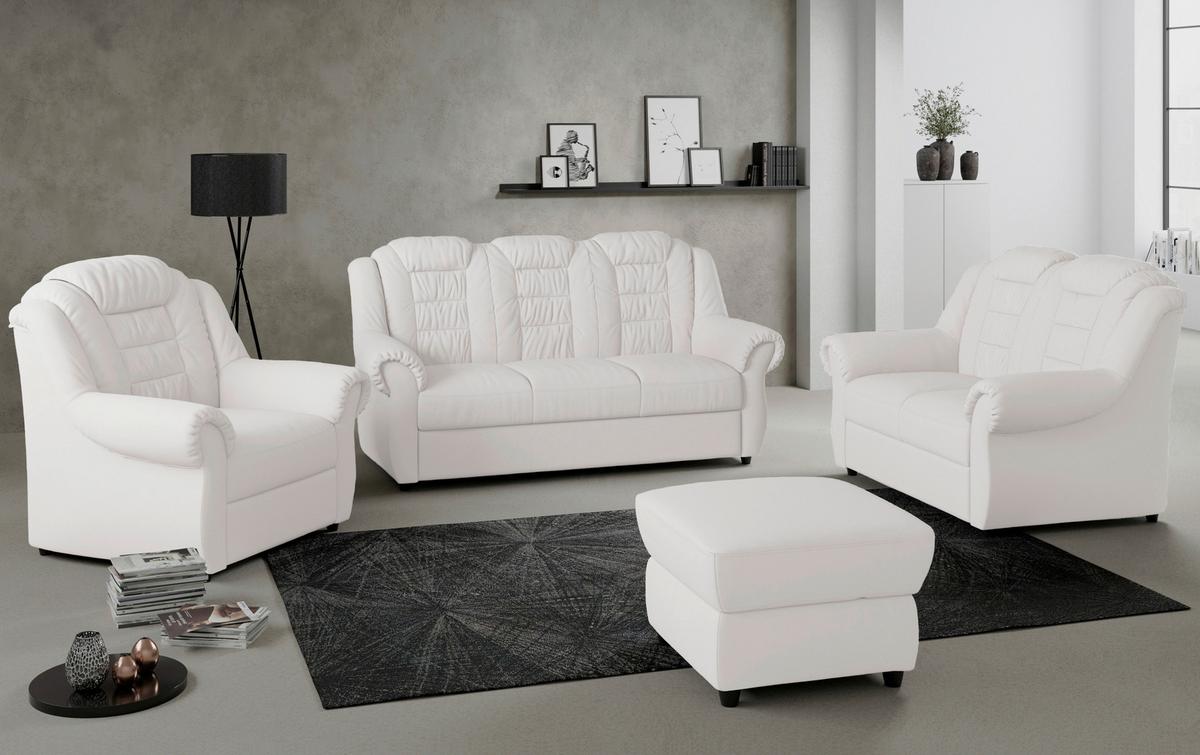 3-Sitzer-Sofa Boston Weiß Lederlook - Schwarz/Weiß, KONVENTIONELL, Textil (196/102/101cm) - Livetastic