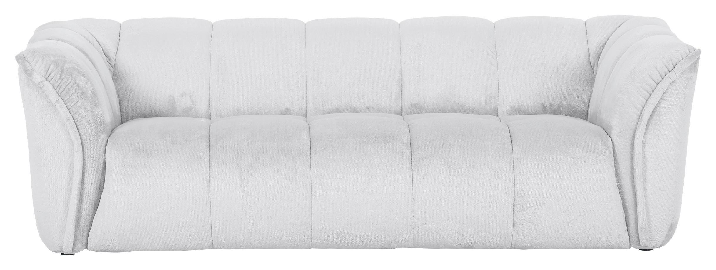 Bigsofa Sabea B: 220 cm Weiß Plüsch - Schwarz/Weiß, KONVENTIONELL, Textil (220/67/106cm) - MID.YOU