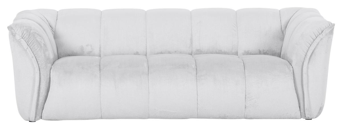 Bigsofa Sabea B: 220 Cm Weiß Plüsch - Schwarz/Weiß, KONVENTIONELL, Textil (220/67/106cm) - MID.YOU