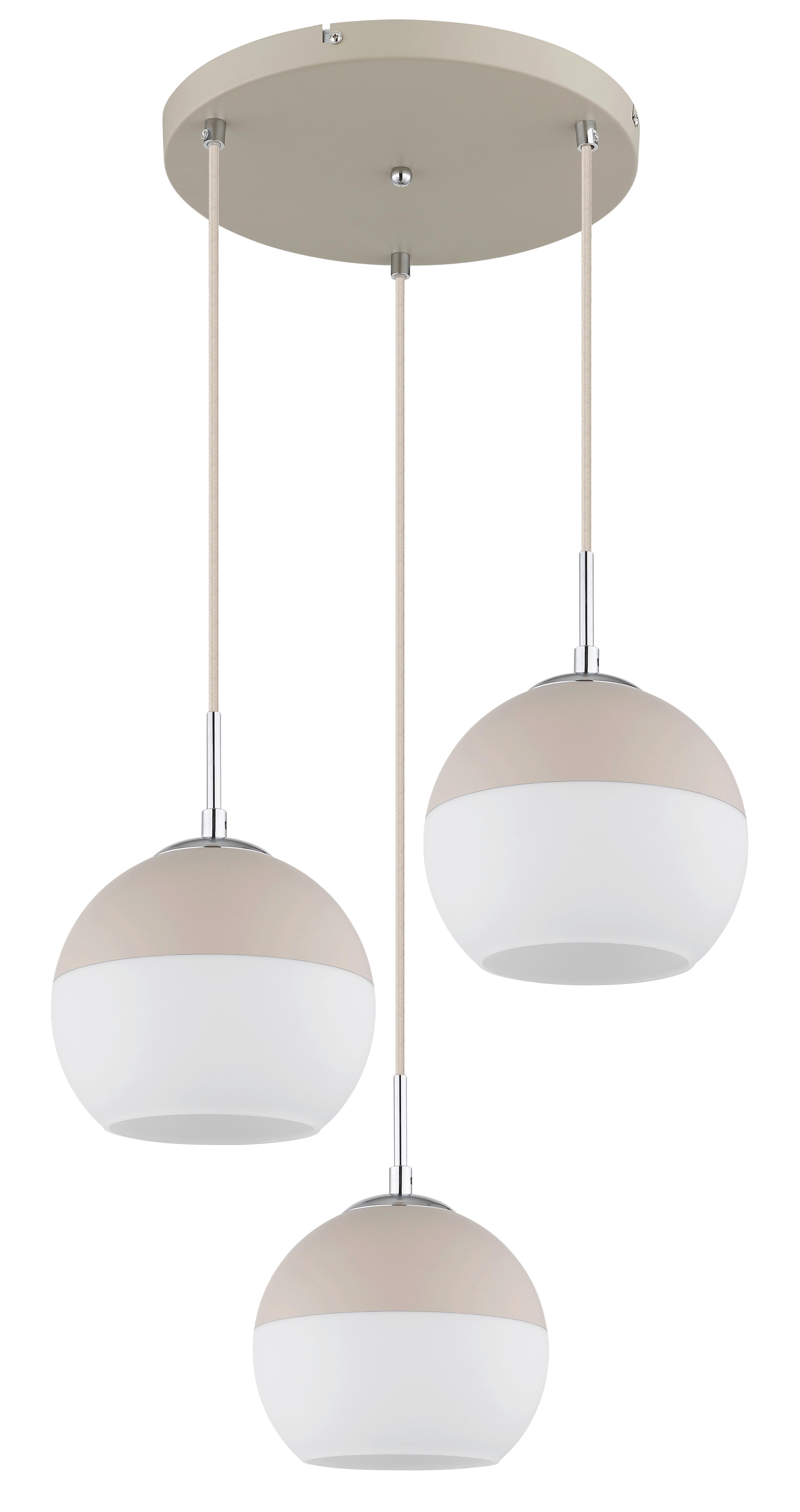Függőlámpa 15999-3hr  Ragusa - bézs/opál, Design, üveg/textil (42,5/120cm) - Globo