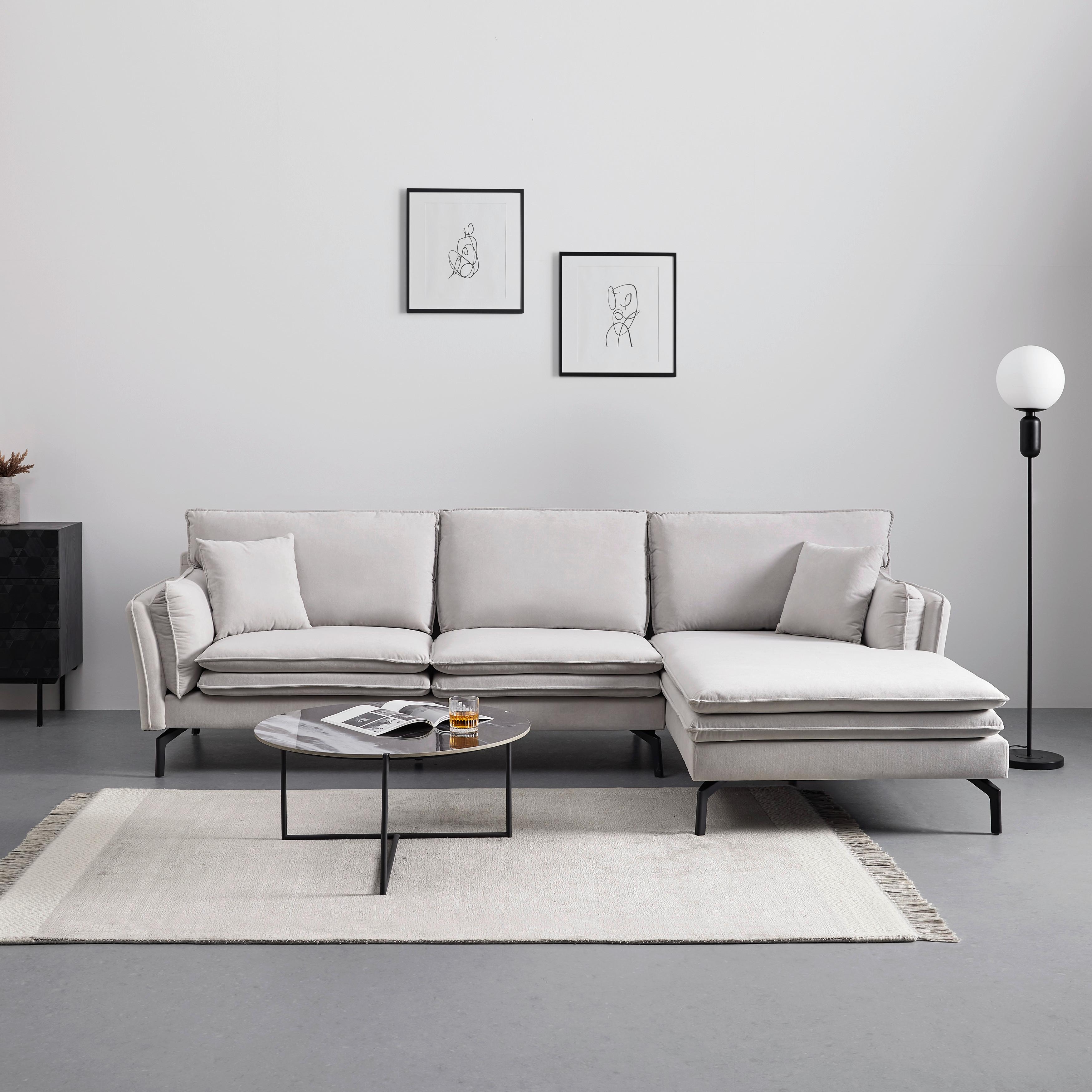 Sedací Souprava Lani Béžová - černá/béžová, Moderní, kov/dřevo (296/86/89-170cm) - Bessagi Home
