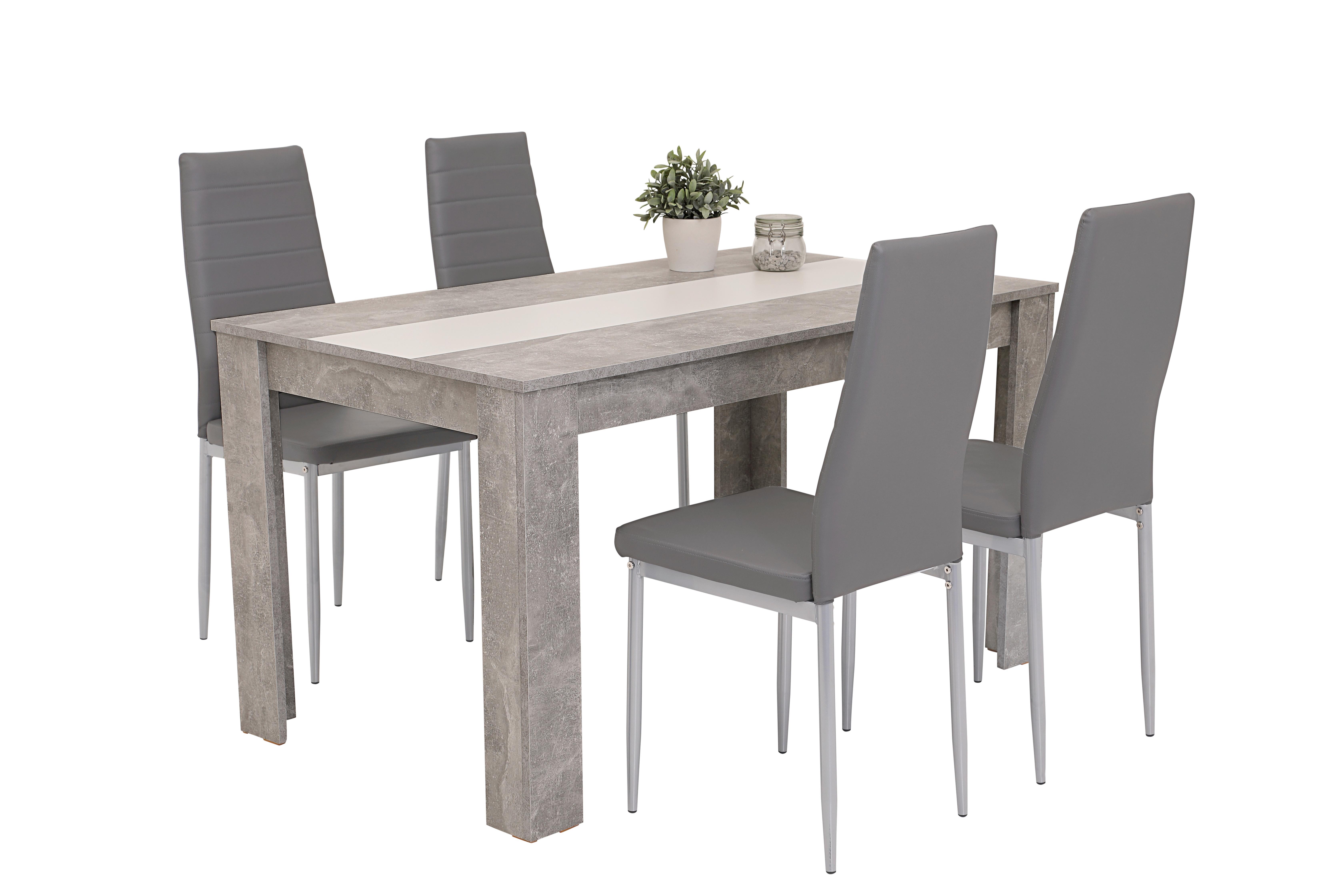 Tischgruppe Helene Grau L: 140 cm - Grau, MODERN, Holzwerkstoff/Textil (140/80/74cm) - MID.YOU