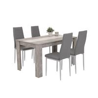 Tischgruppe Helene Grau L: 140 cm - Grau, MODERN, Holzwerkstoff/Textil (140/80/74cm) - MID.YOU