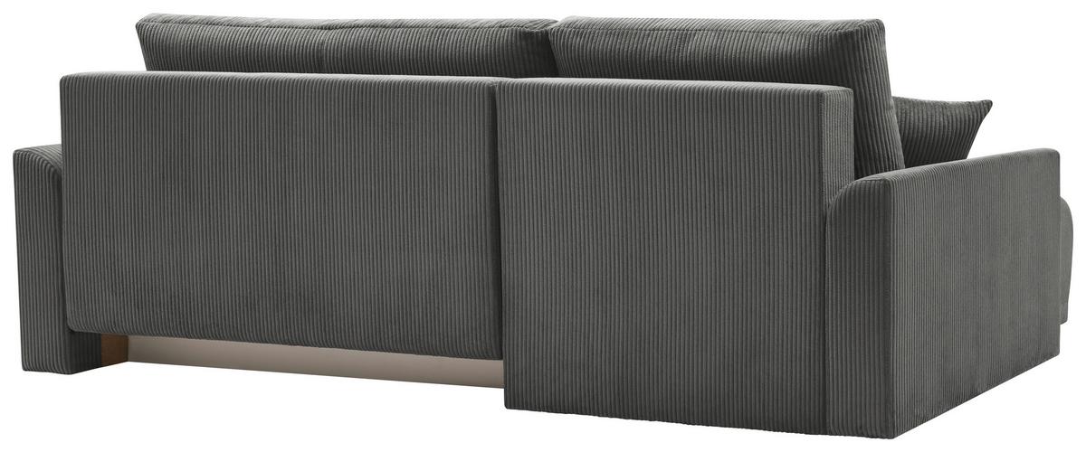 Rohová sedačka KIM L146, obojstr., tmavosivý menčester - tmavosivá, Modern, drevo (233/146cm)