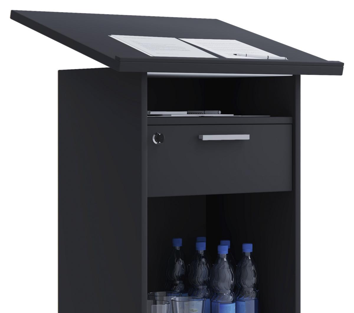 Stehpult + Rollen B: 60 Cm H 120 Cm Meeta, Schwarz - Schwarz, Basics, Holzwerkstoff (60/50/120cm) - MID.YOU