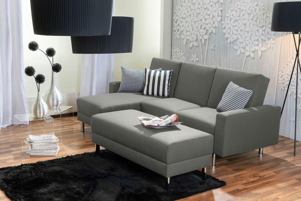 Ecksofa mit Schlaffunktion Just Fashion Hellgrau - Chromfarben/Hellgrau, KONVENTIONELL, Textil (152/230cm) - Max Winzer