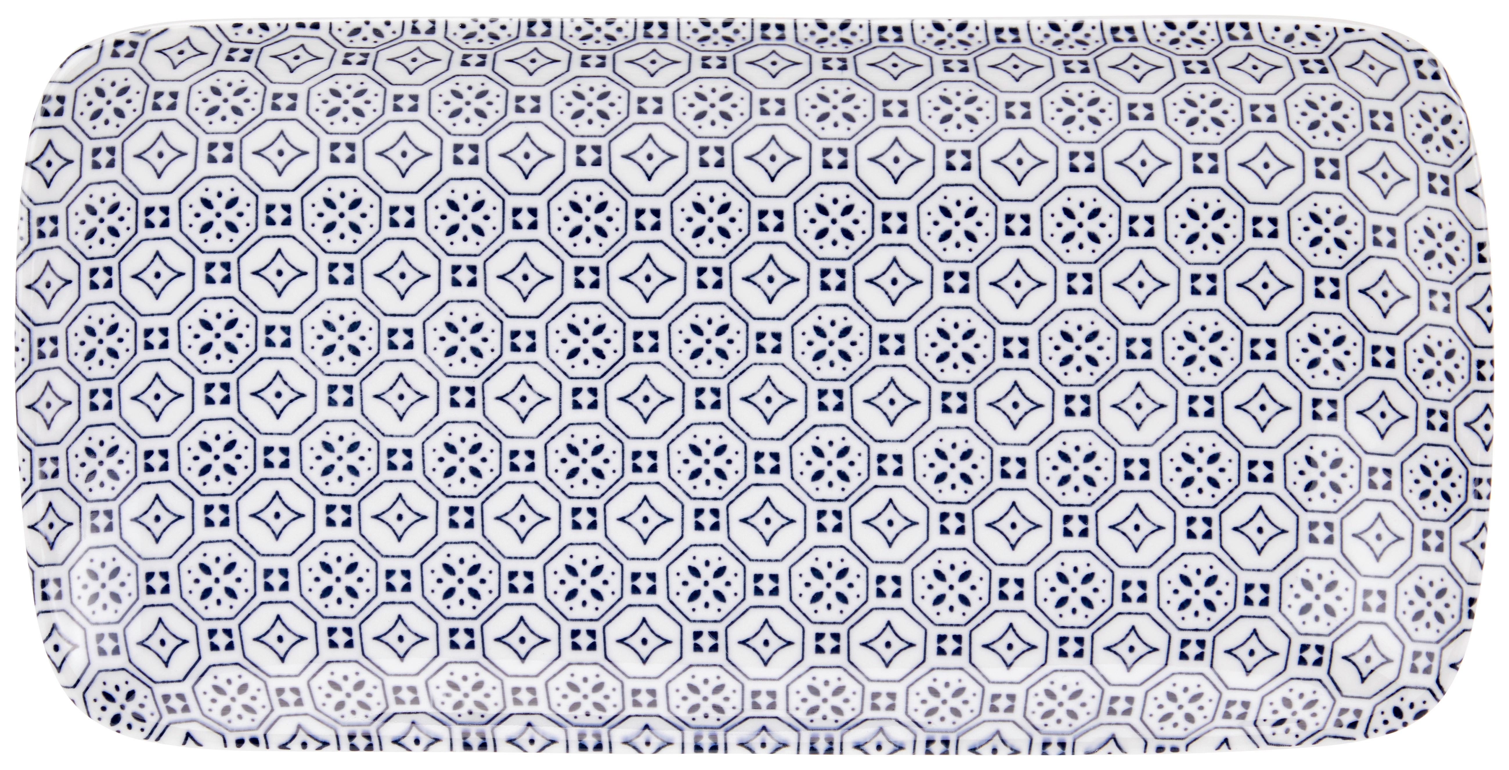 Servierplatte Porzellan Glaukos ca. 22x11 cm Blau/Weiß - Blau/Weiß, MODERN, Keramik (22/11/2,4cm) - Luca Bessoni
