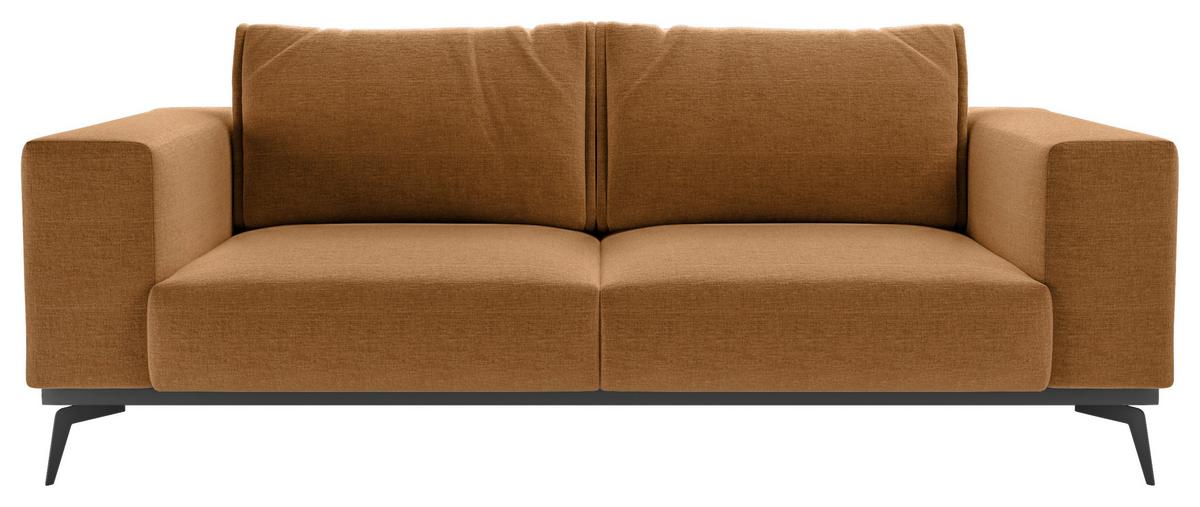 Dvojmiestna pohovka ISOLDE, oranžová - oranžová/čierna, Design, kov/drevo (250/87/95cm) - MID.YOU