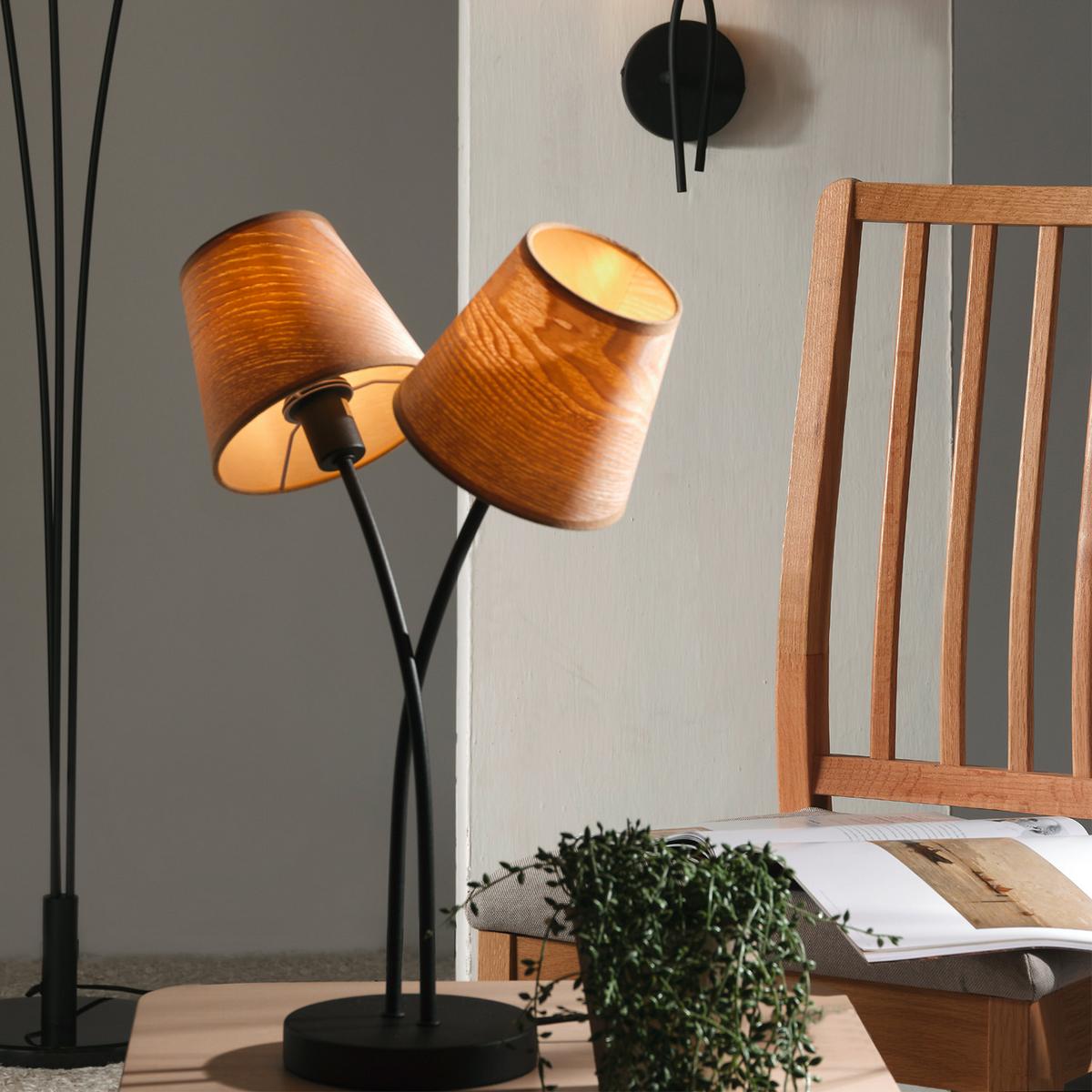 Tischleuchte 5067/Lg - Eichefarben/Schwarz, KONVENTIONELL, Textil/Metall (36/15/50cm)