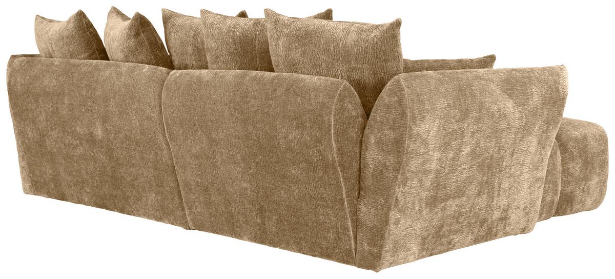 Univerzálna sedačka CAMMELLIO, sv.hnedá ženilka, 7 vankúšov - svetlohnedá/čierna, Modern, textil (296/75-95/189cm) - Mömax