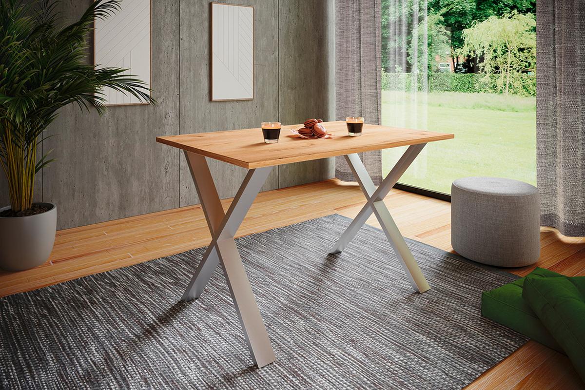 Esstisch Xona Silber, Eiche Dekor L: 110 cm - Honigeiche/Silberfarben, Basics, Holzwerkstoff (110/80/76cm) - MID.YOU