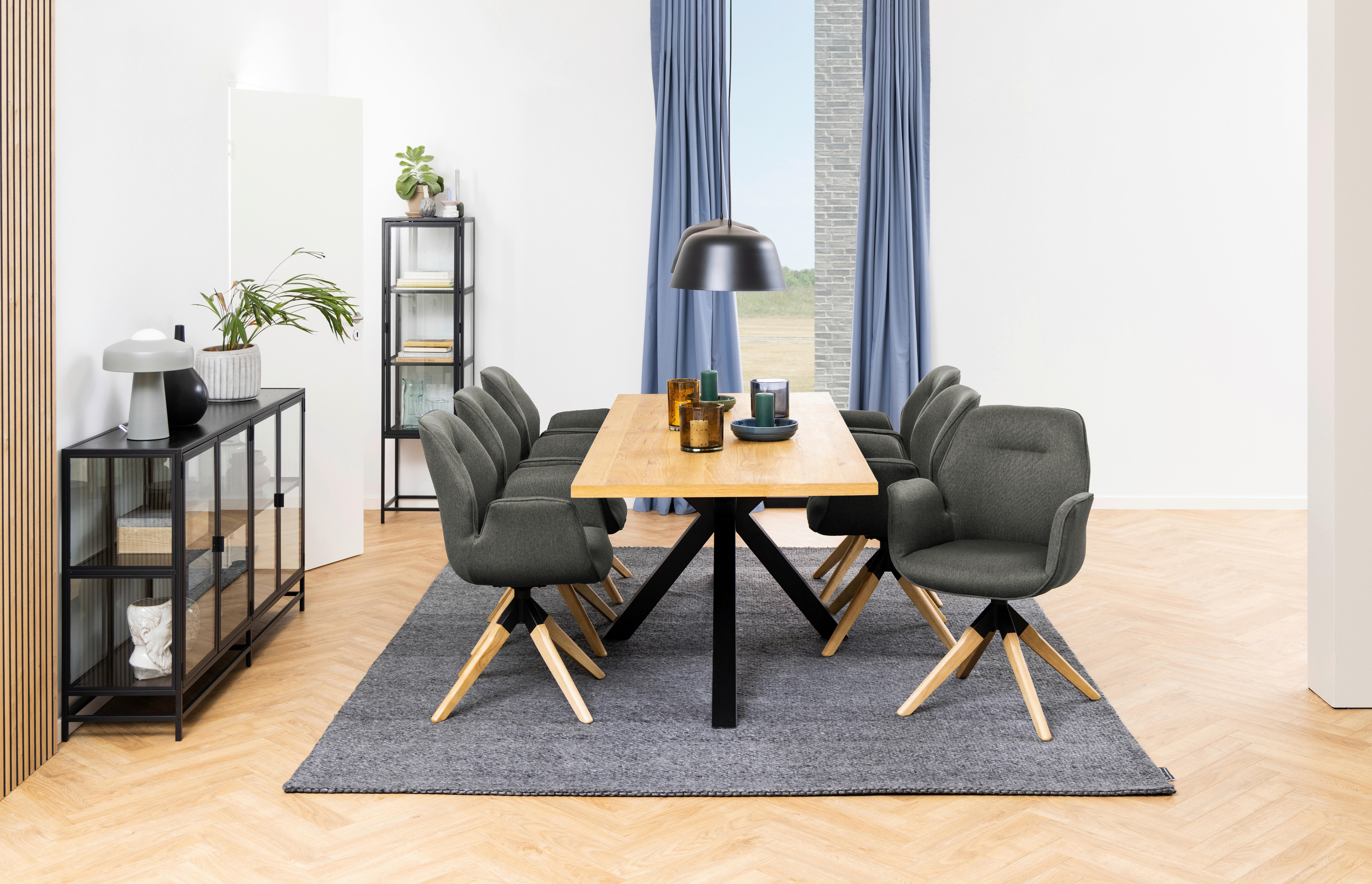 Jedálenský stôl HEAVEN 220x90 cm - čierna/farba duba, Trend, kov/drevo (220/90/75,5cm) - MID.YOU