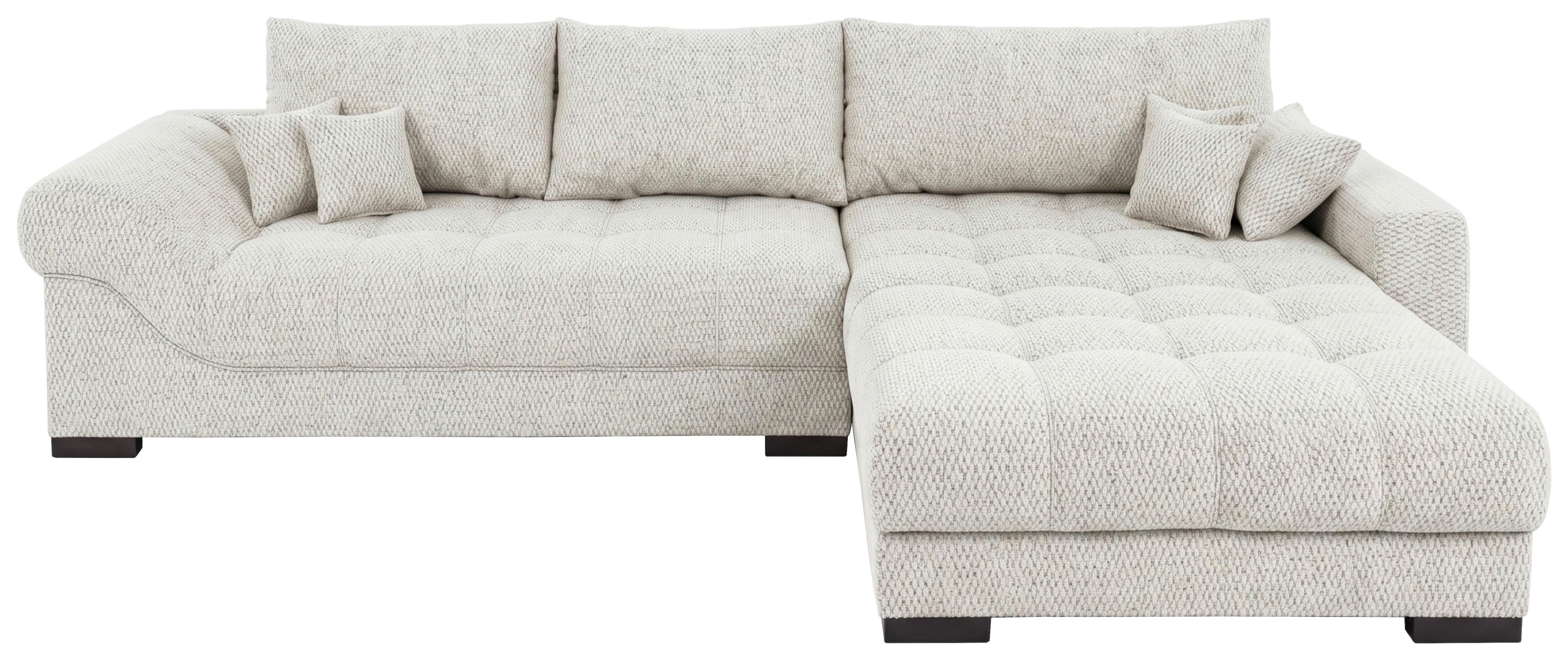 Boxspringecksofa Emil Webstoff creme, S:343x217cm - Creme/Schwarz, ROMANTIK / LANDHAUS, Holzwerkstoff/Textil (343/217cm)