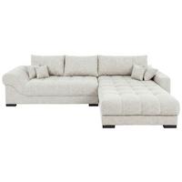 Boxspringecksofa Emil Webstoff creme, S:343x217cm - Creme/Schwarz, ROMANTIK / LANDHAUS, Holzwerkstoff/Textil (343/217cm)
