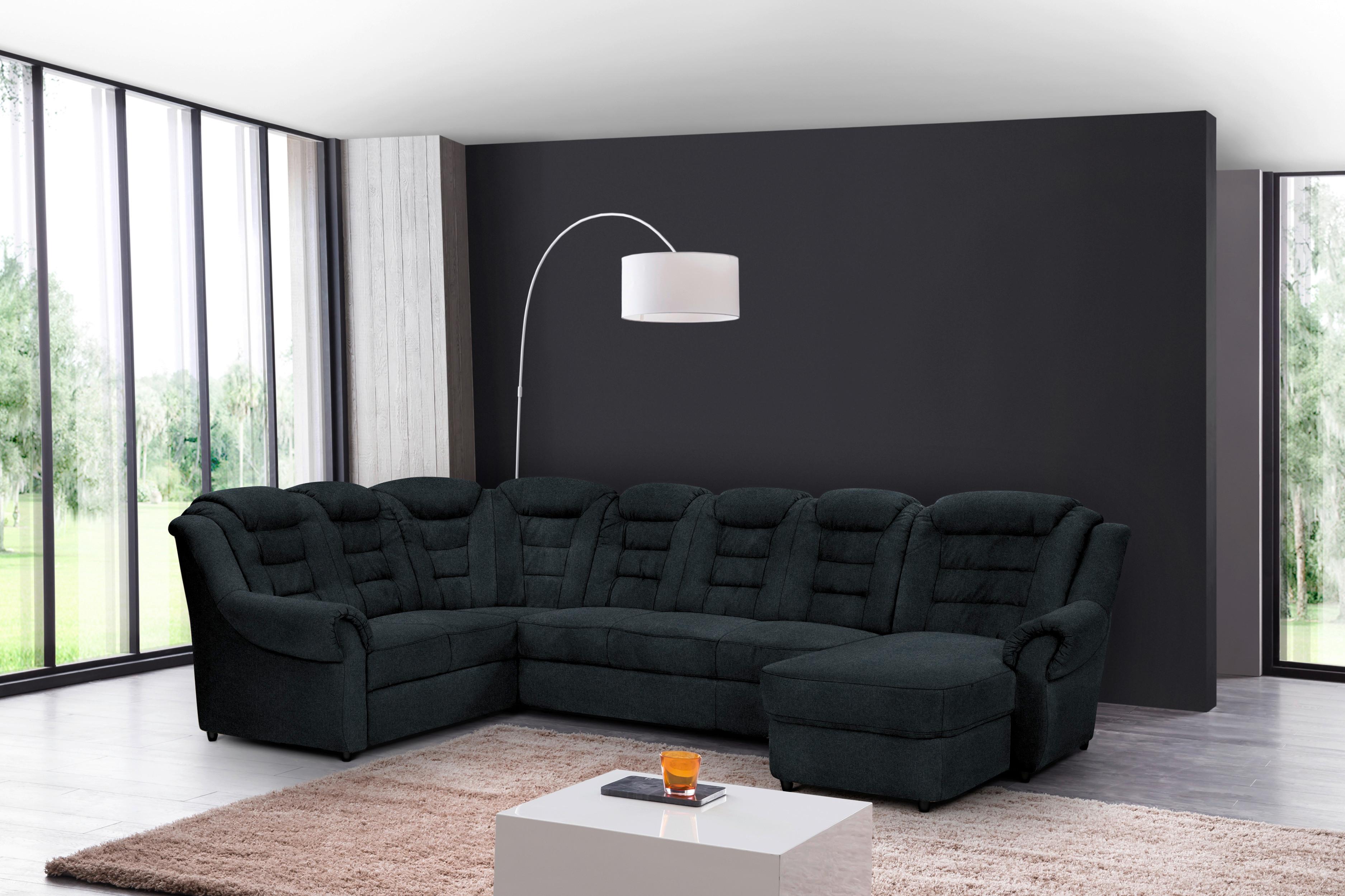 Wohnlandschaft Boston Schwarz Chenille - Schwarz, KONVENTIONELL, Textil (216/333/165cm) - Livetastic