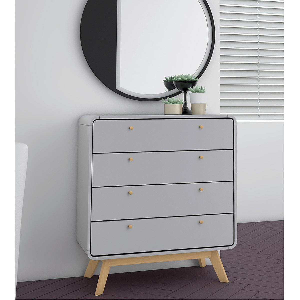 Kommode Cassie Grau 80 cm - Eichefarben/Grau, Design, Holzwerkstoff (80/88/39cm) - MID.YOU