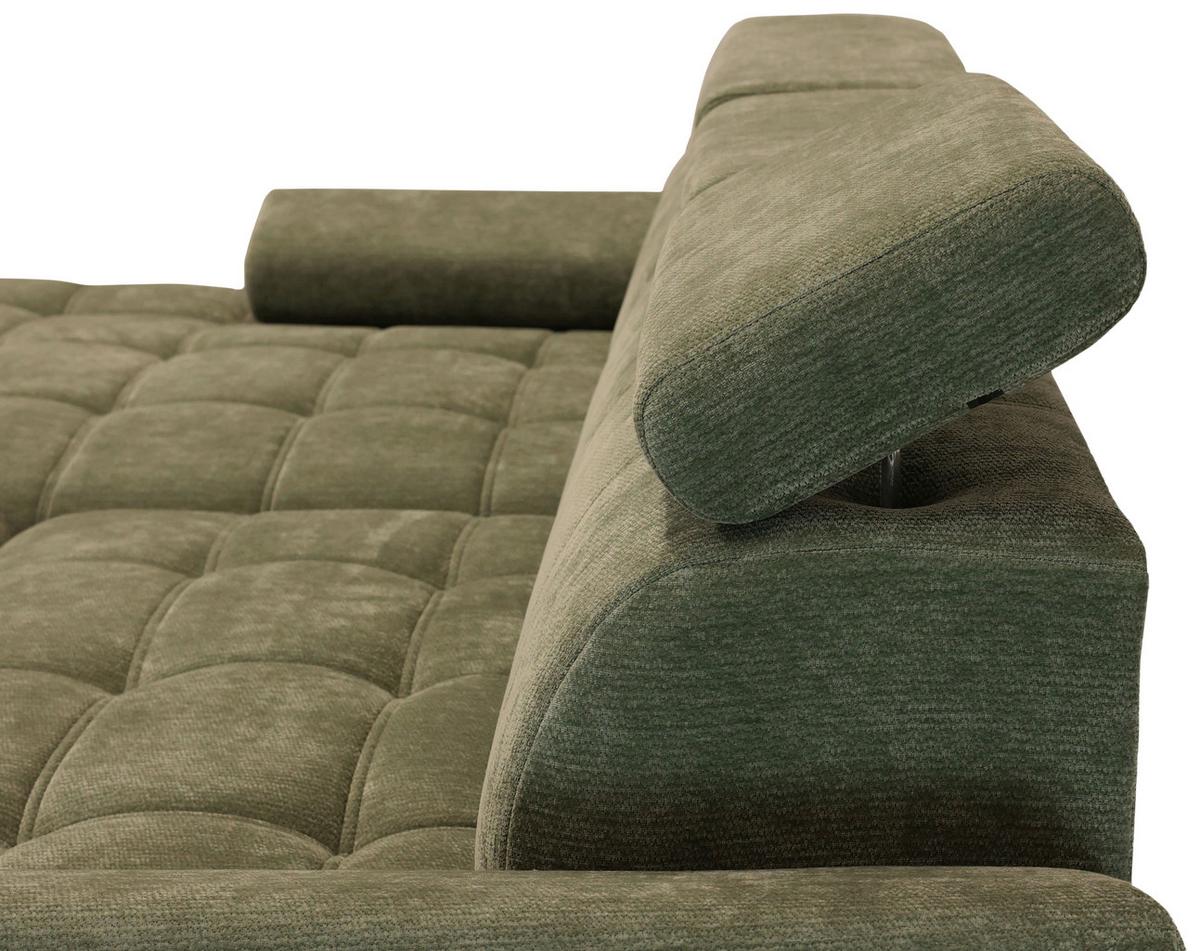 Rohová sedačka VEGAS, levá, lesní zelená žinylka - černá/lesní zelená, Design, dřevo/textil (173/294cm)