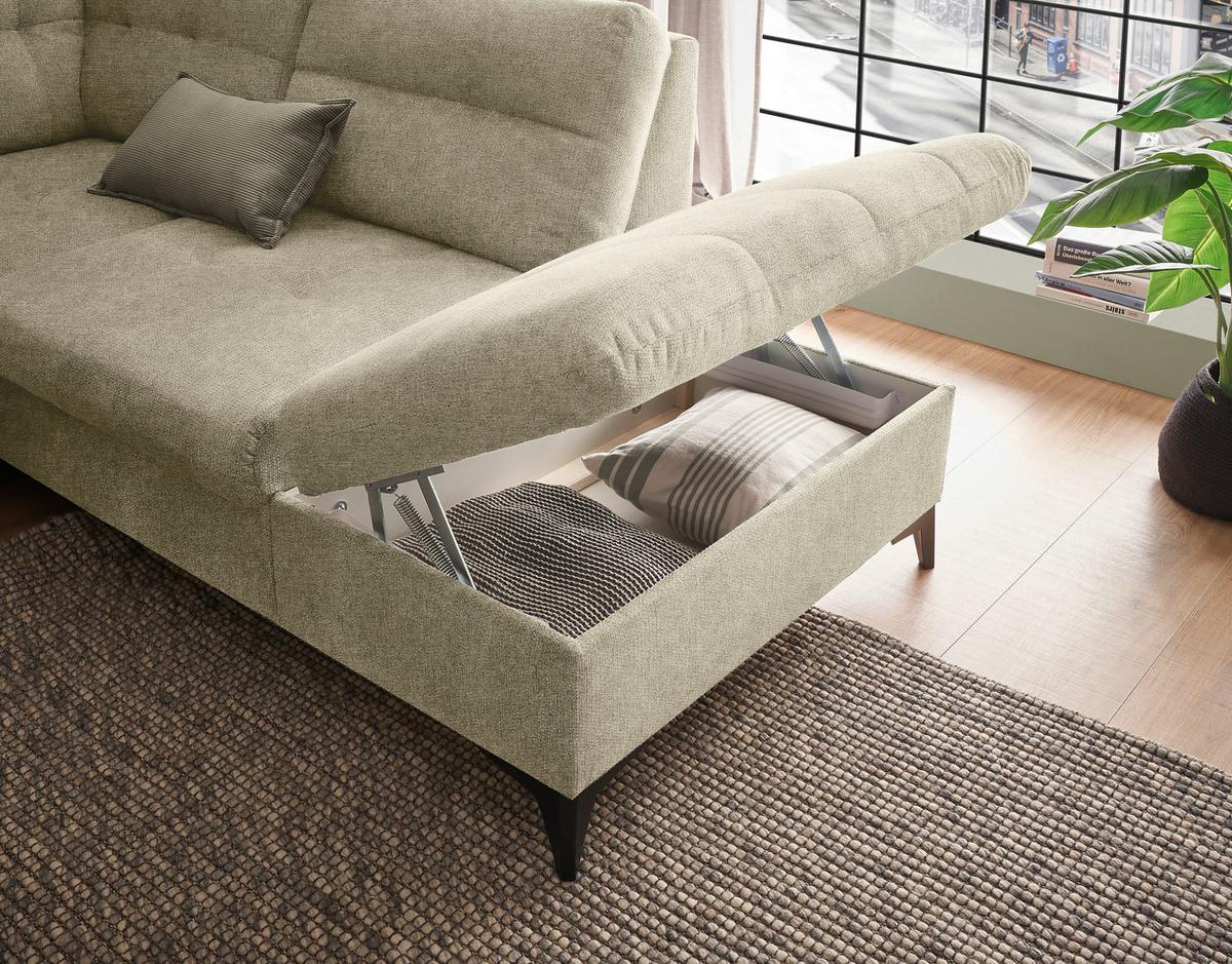 Sedacia súprava DURBAN U, pravá, béžová - čierna/béžová, Konventionell, textil/plast (170/324/218cm) - MID.YOU