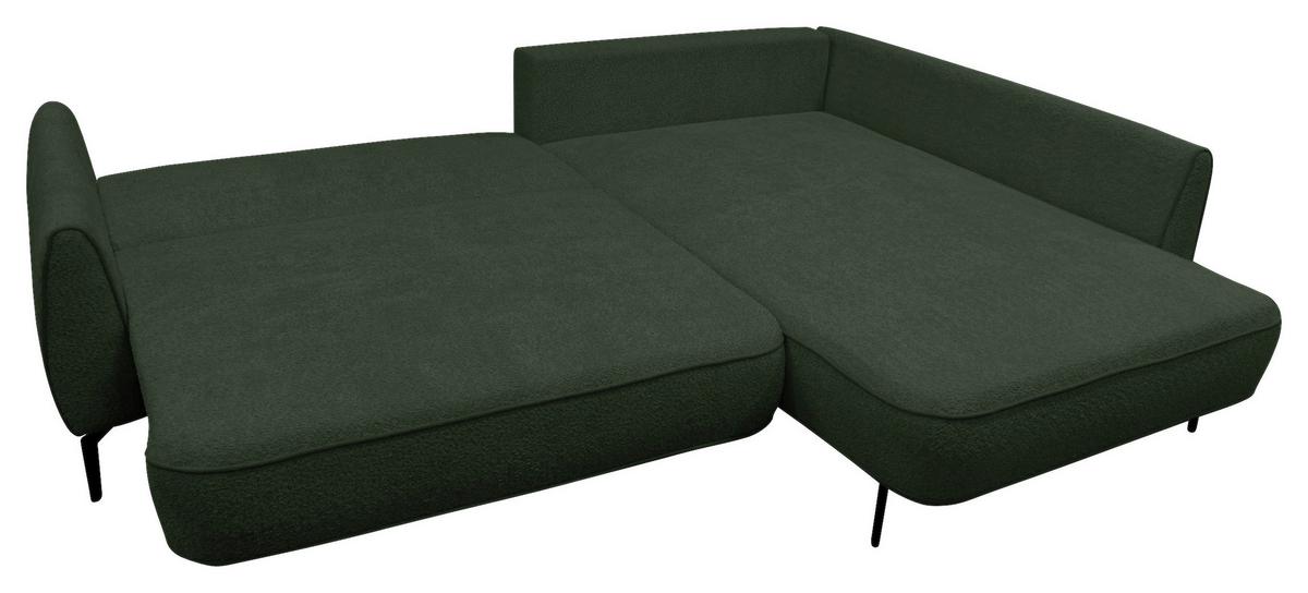 Ecksofa Abriamo Dunkelgrün 273x204 cm - Dunkelgrün/Creme, Design, Textil (273/204cm) - MID.YOU