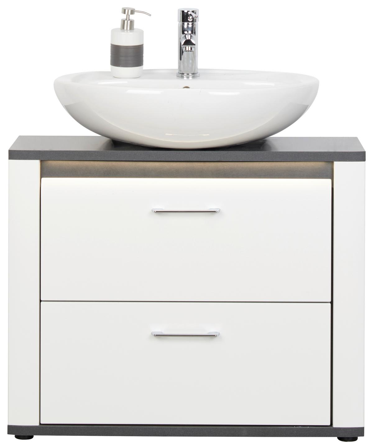 Waschbeckenunterschrank Alassio B: 80 Cm, Weiß - Schwarz/Weiß, MODERN, Holzwerkstoff (80/65,5/33cm) - Luca Bessoni