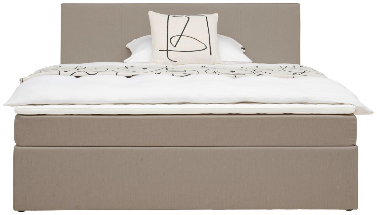 Boxbett mit Topper 200x200 cm Carolina - Sandfarben/Schwarz, Basics, Holz/Textil (200/200cm) - P & B