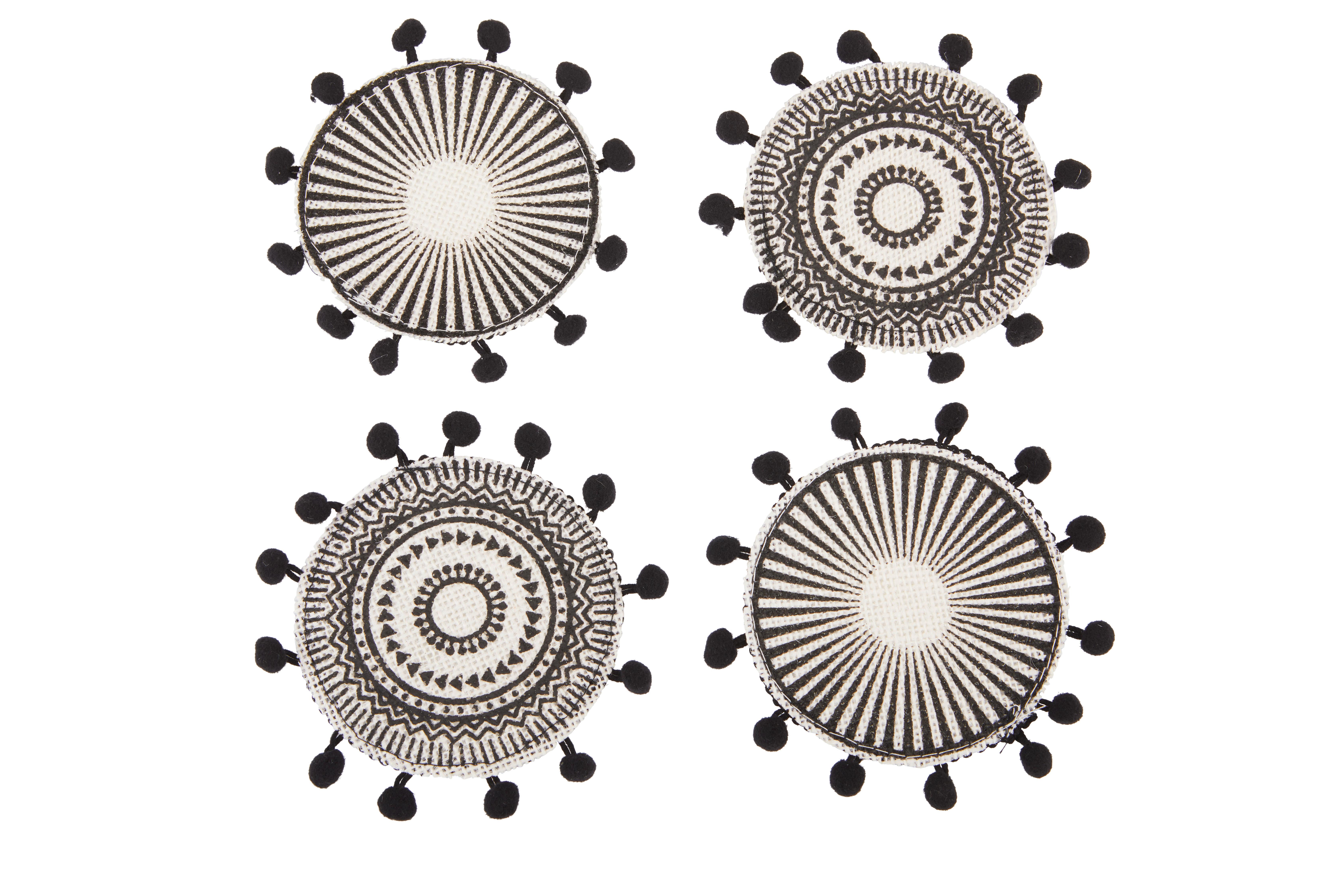 PODLOŽKA AZTEC - bílá/černá, přírodní materiály (12cm)