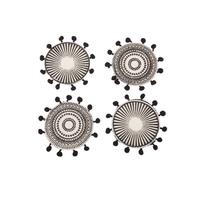 PODLOŽKA AZTEC - bílá/černá, přírodní materiály (12cm)