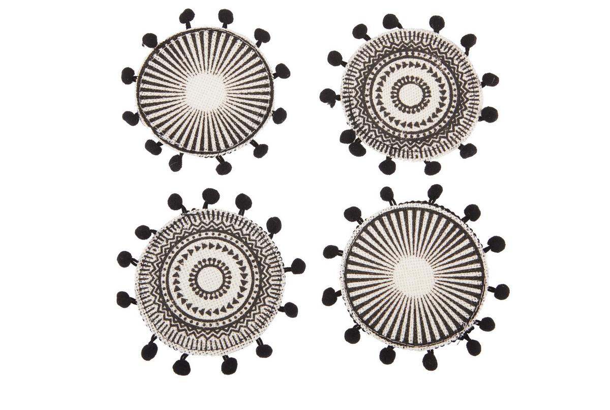 PODLOŽKA AZTEC - bílá/černá, přírodní materiály (12cm)