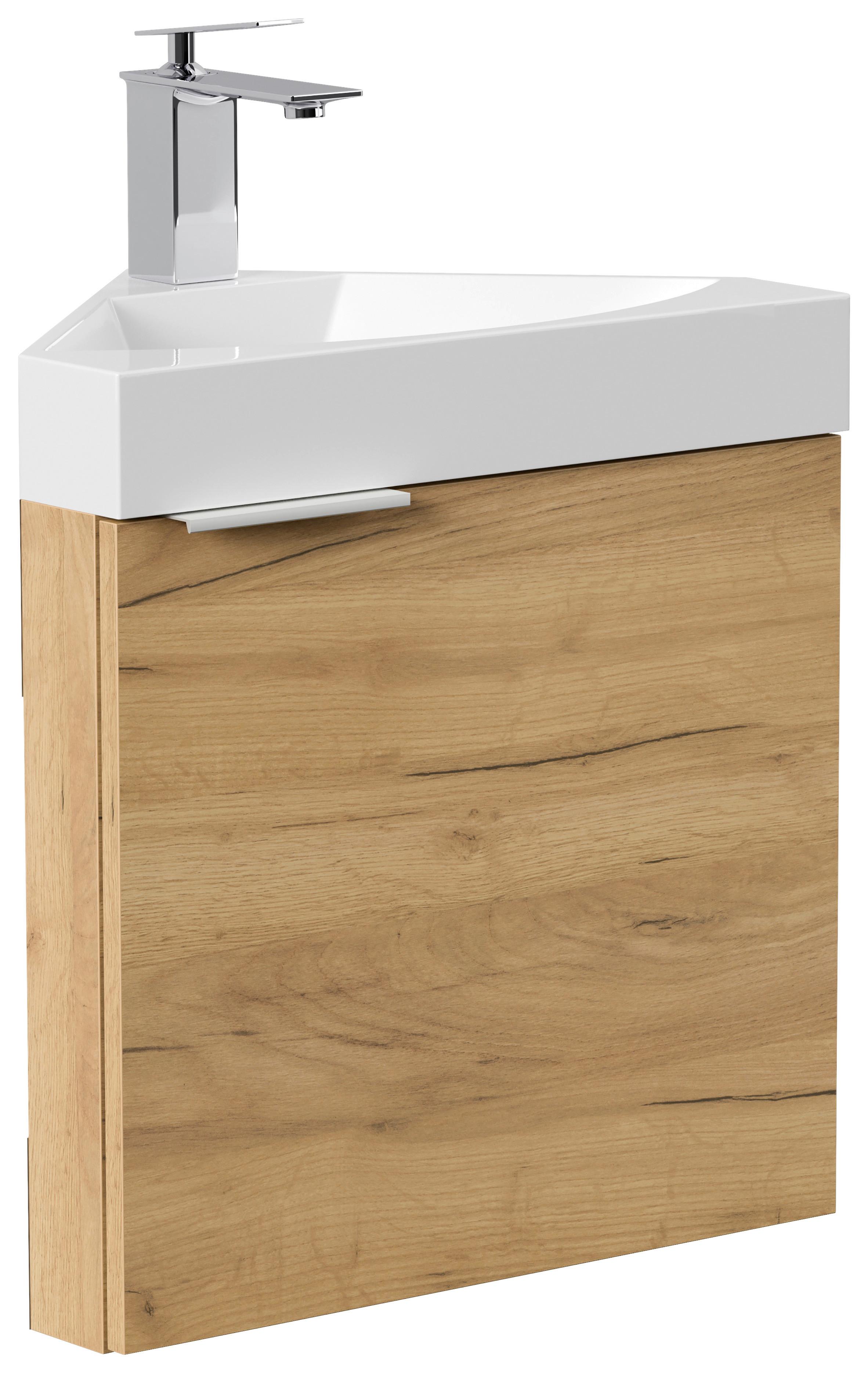 GÄSTEBAD Delta Eiche Dekor B: 52,3 cm - Eichefarben, MODERN, Holzwerkstoff/Stein (52,3cm) - MID.YOU