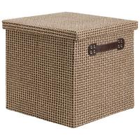 BOX S VÍKEM FOLDABLE - hnědá/světle hnědá, karton/textil (29,5/28/30cm) - Mömax