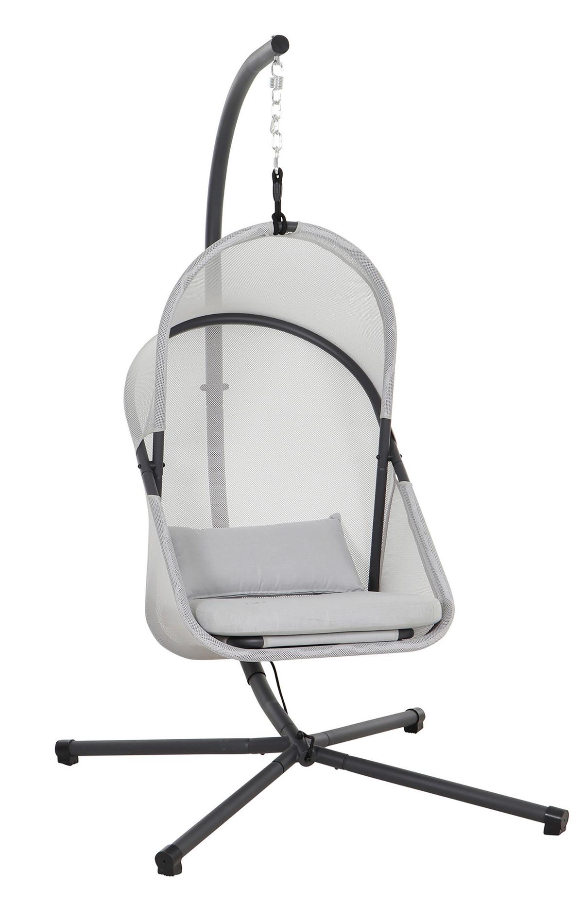 Hängesessel mit Gestell Mit Sitz- und Rückenkissen - Anthrazit/Grau, KONVENTIONELL, Kunststoff/Textil (123/195/106cm) - Siena Garden
