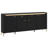Kommode Norica Goldfarben/Schwarz B: 200,3 cm - Goldfarben/Schwarz, Trend, Holzwerkstoff (200,3/87,3/40cm)