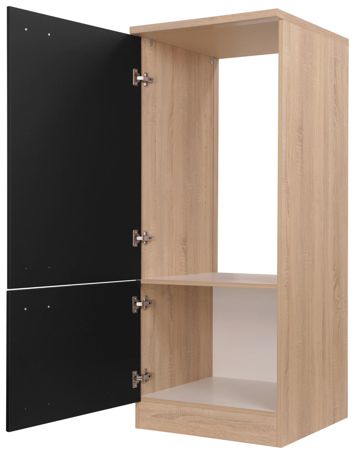 Hochschrank Merle Schwarz, Eiche Dekor B: 120 cm - Eichefarben/Schwarz, Basics, Holzwerkstoff (120/144,9/60cm) - Respekta