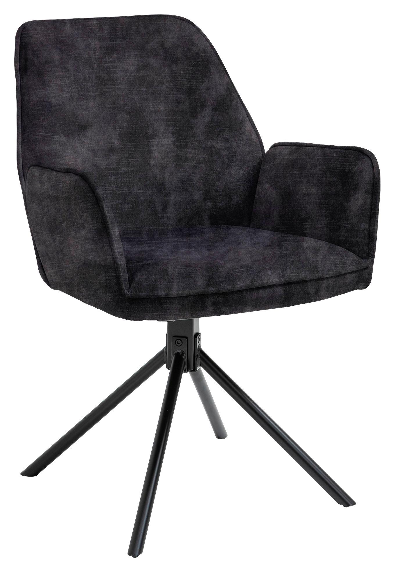Stuhl-Set Blair - Anthrazit/Schwarz, MODERN, Textil/Metall (57/89/61cm) - MID.YOU