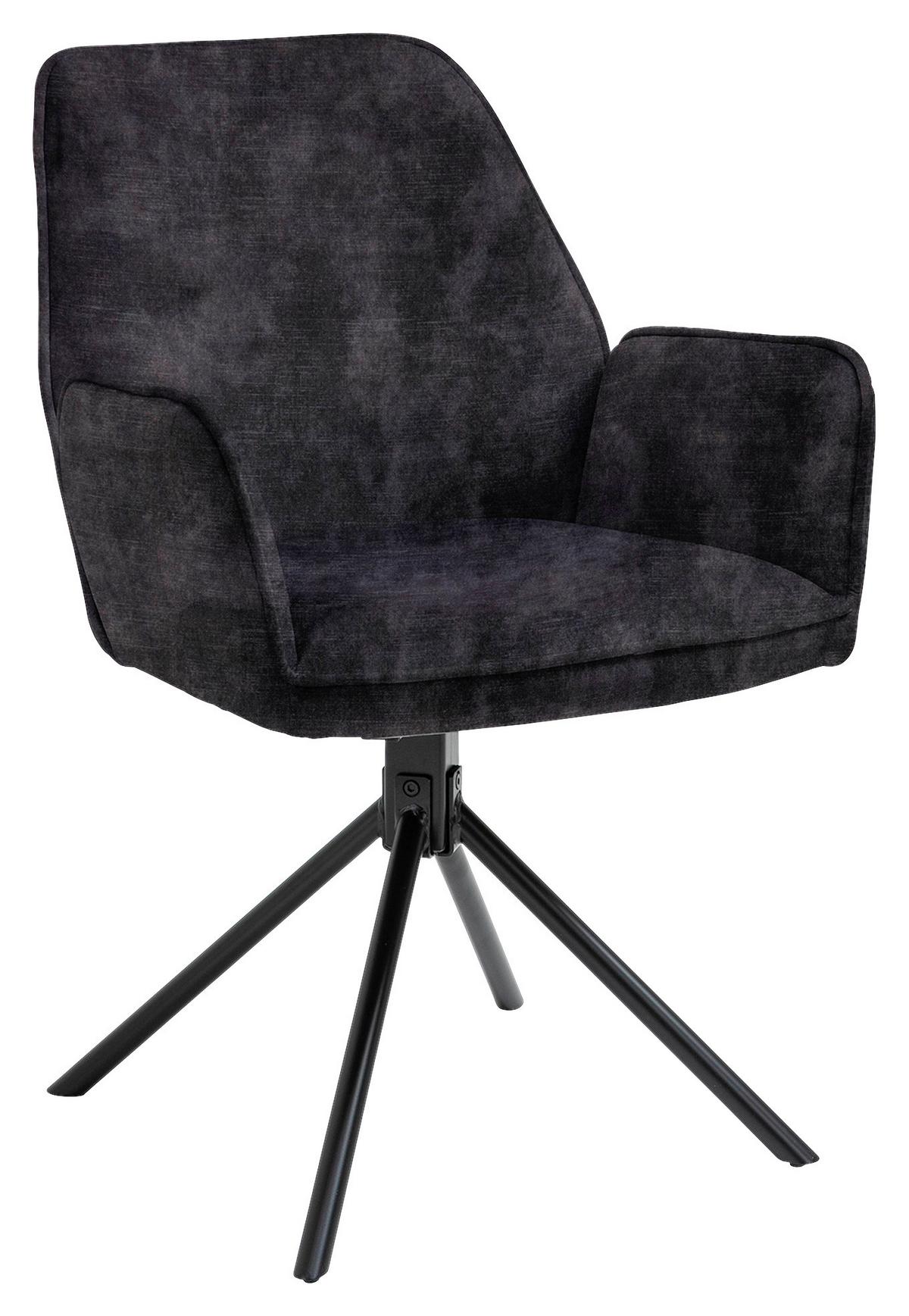Stuhl-set Blair - Anthrazit/Schwarz, MODERN, Textil/Metall (57/89/61cm) - MID.YOU