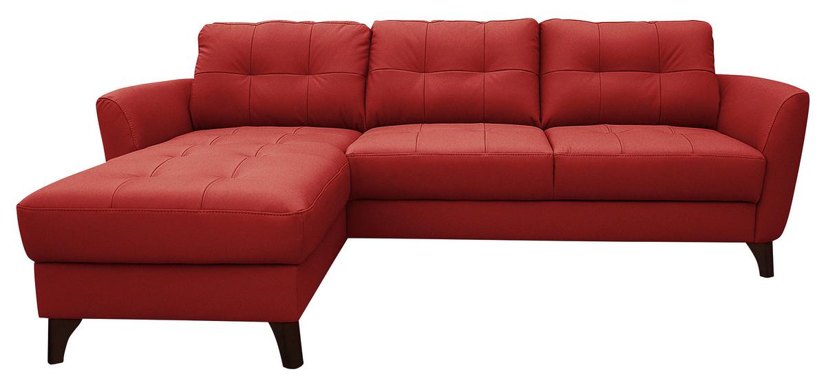 Ecksofa Nordic Rot S: 238x168 cm - Buchefarben/Rot, Design, Leder/Textil (238/168cm) - Livetastic