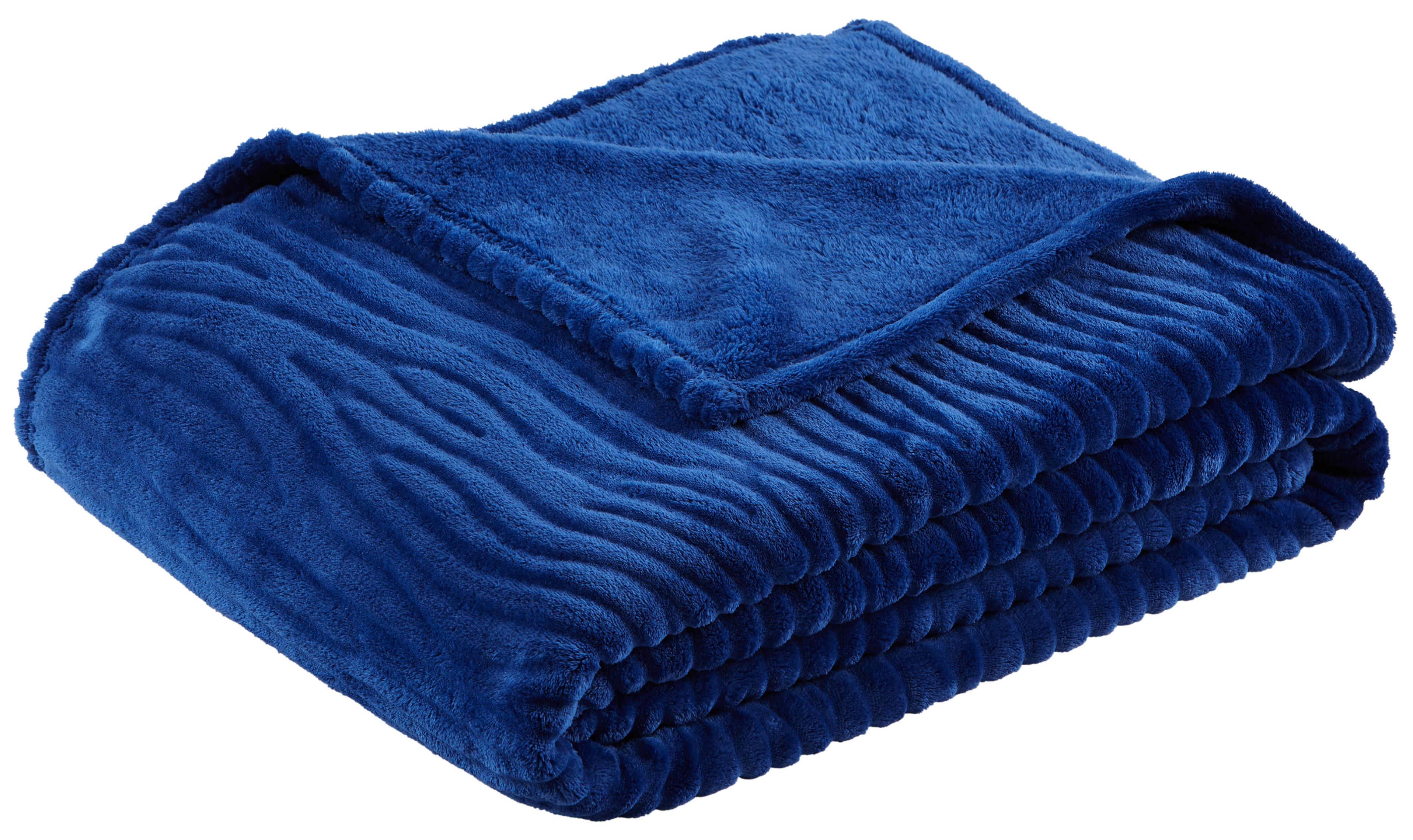 Kuscheldecke Milo Marineblau 180x220 cm - Blau, ROMANTIK / LANDHAUS, Textil (180/220cm) - James Wood