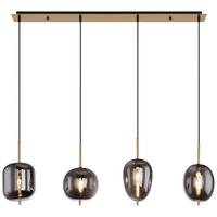 Hängeleuchte Blacky H: 120 Cm 4-Flammig, Mit Rauchglas - Messingfarben, Design, Glas/Metall (110/18,5/120cm) - Globo