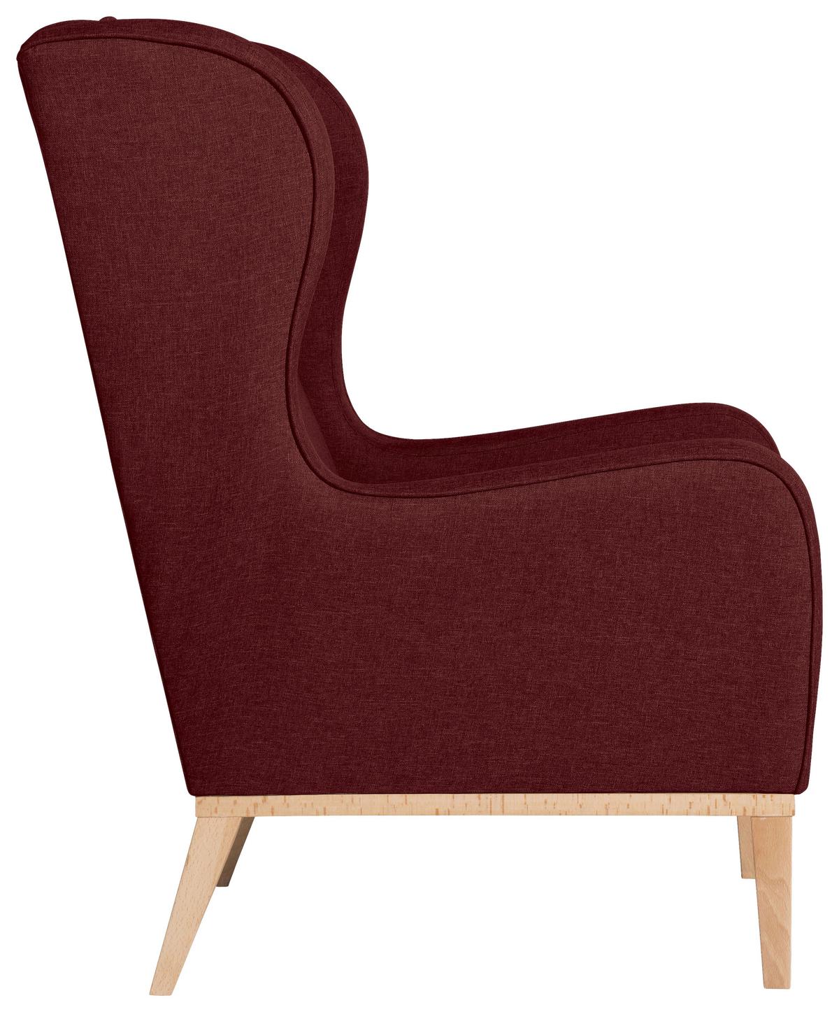 Ohrensessel Angelo - Rot/Naturfarben, KONVENTIONELL, Textil (66/104/78cm) - Max Winzer