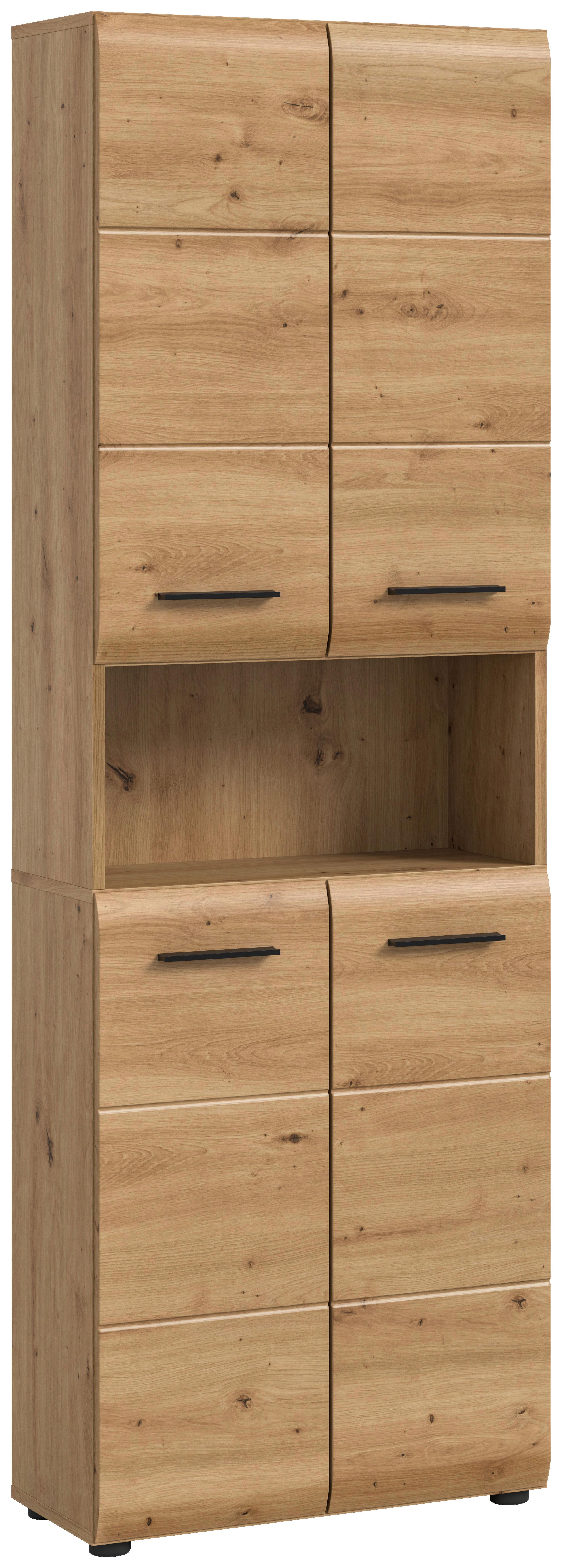 Hochschrank Ice Eiche Artisan Dekor B: 60cm - Schwarz/Eiche Artisan, Basics, Holzwerkstoff (60/185/30cm) - MID.YOU