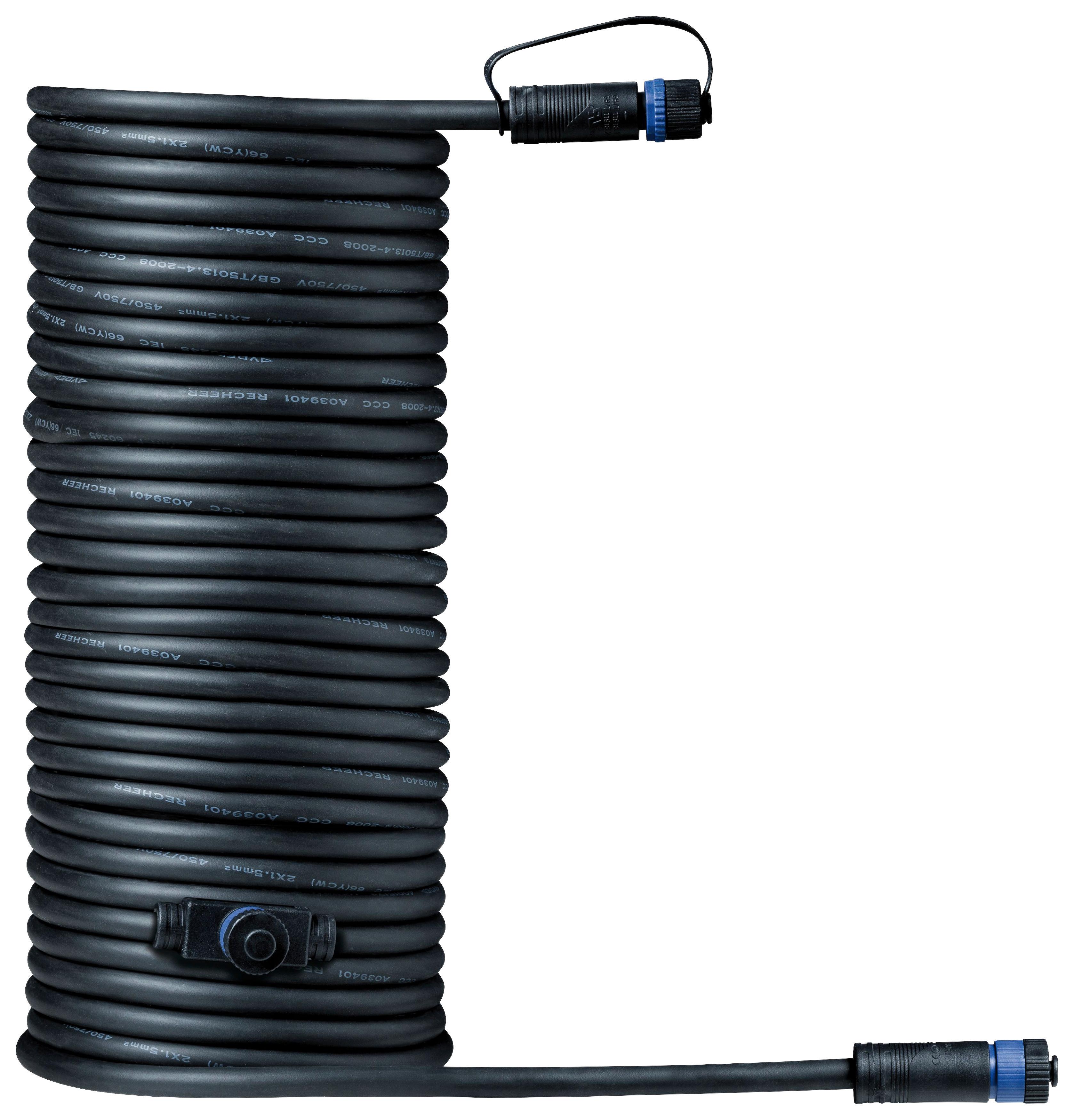 Verlängerungskabel Plug & Shine 10 m Outdoor - Schwarz, Basics, Kunststoff (1000cm) - Paulmann