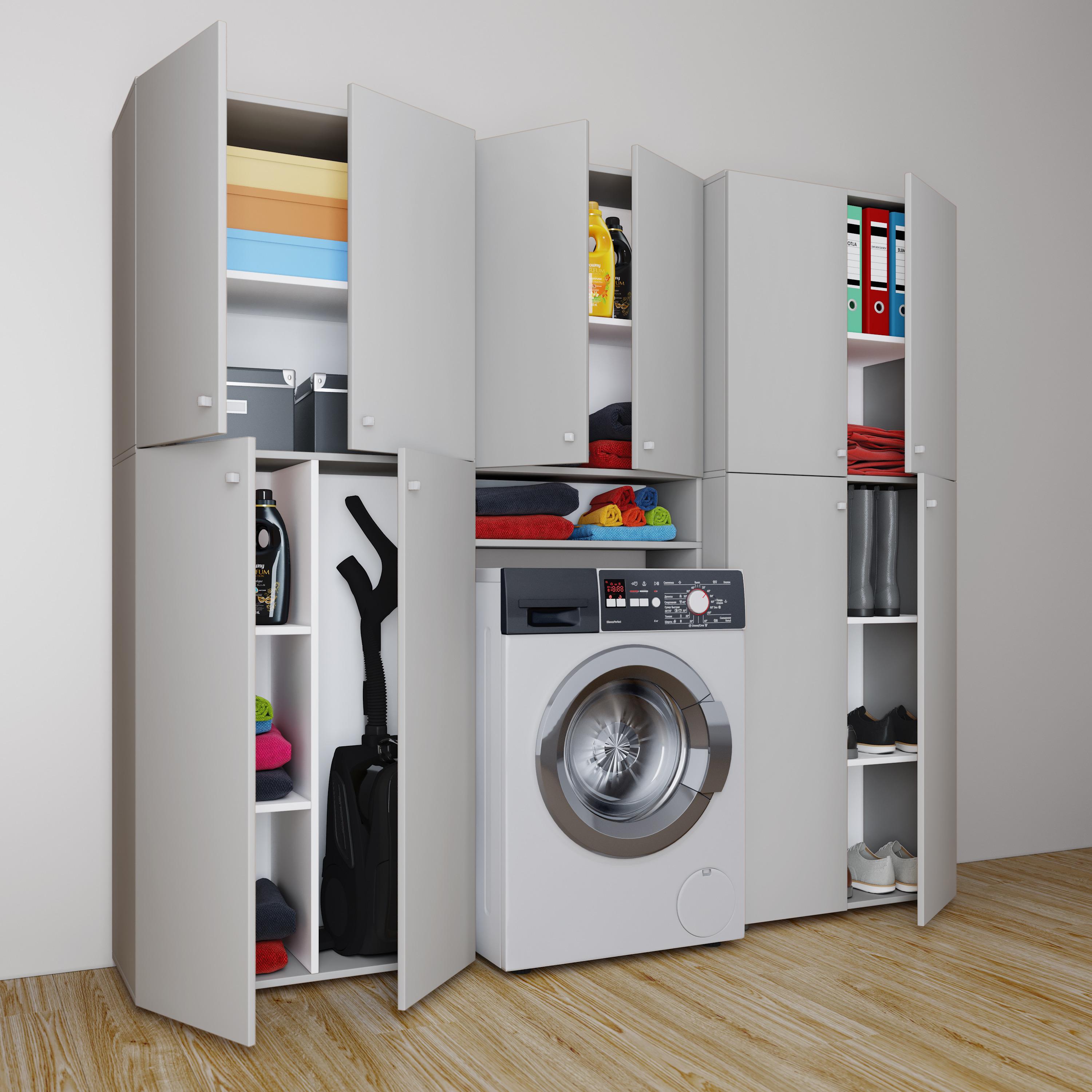 Mehrzweckschrank Lona Grau Bxh 70x182 Cm - Weiß/Grau, KONVENTIONELL, Holzwerkstoff (70/182/37cm) - MID.YOU