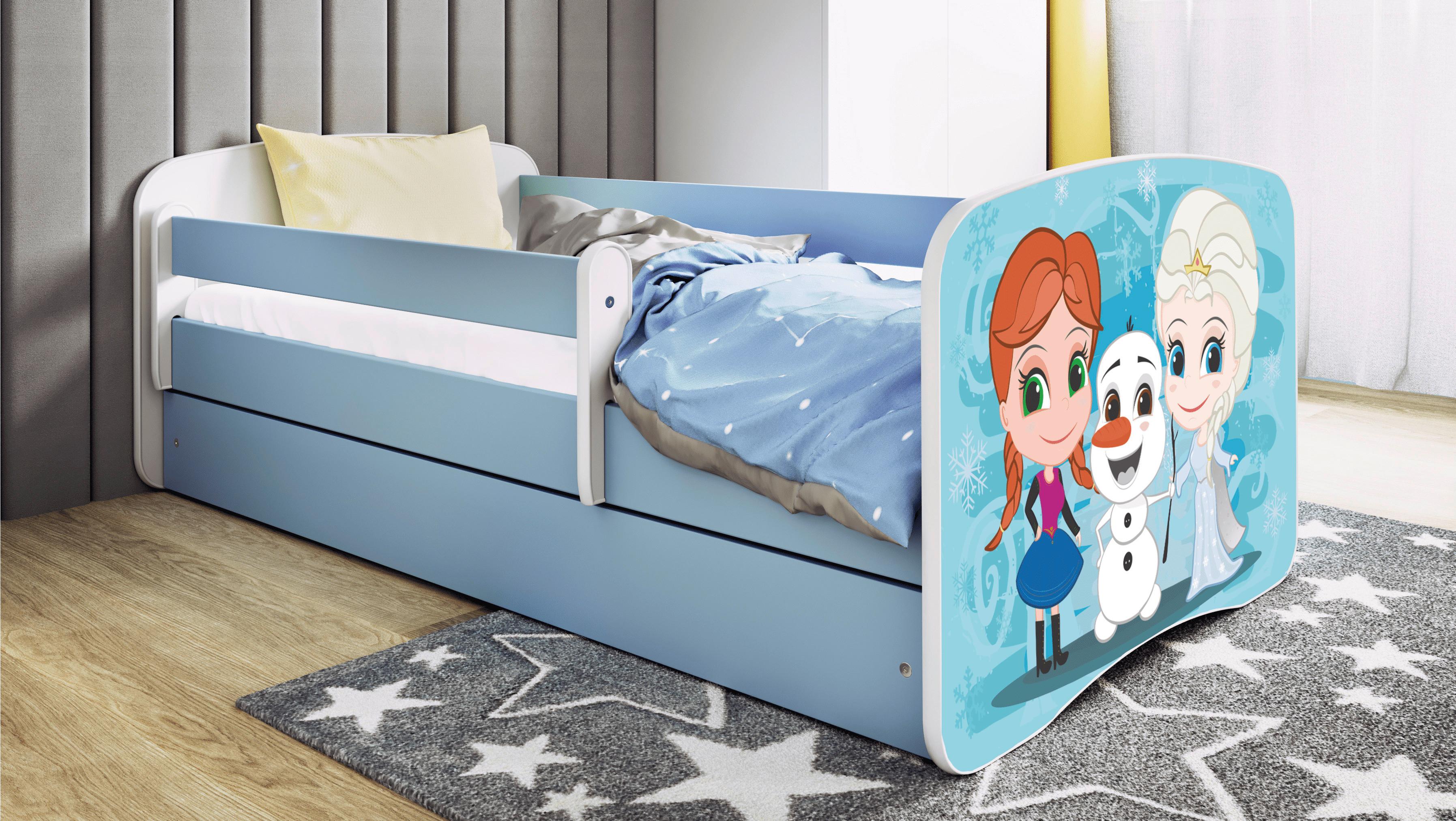 Kinder-/Juniorbett Babydreams Inkl. Matratze 80x160 - Blau/Birkefarben, MODERN, Holz/Holzwerkstoff (80/160cm) - MID.YOU