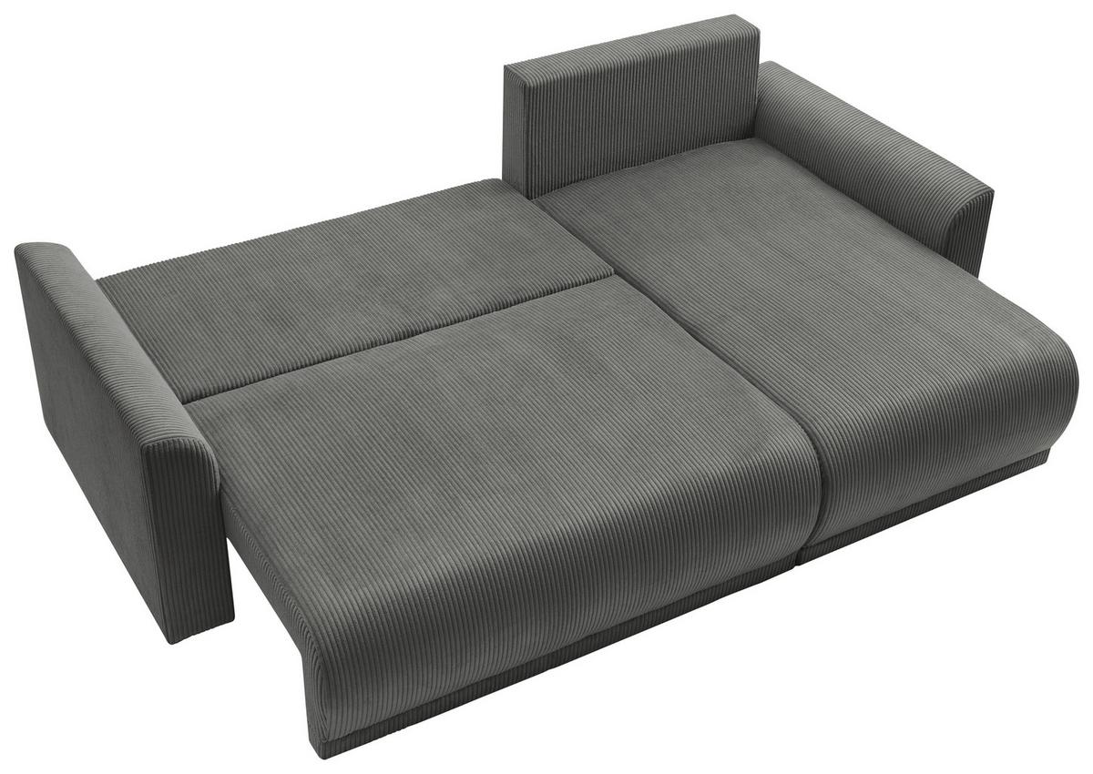 Rohová sedačka KIM L146, obojstr., tmavosivý menčester - tmavosivá, Modern, drevo (233/146cm)