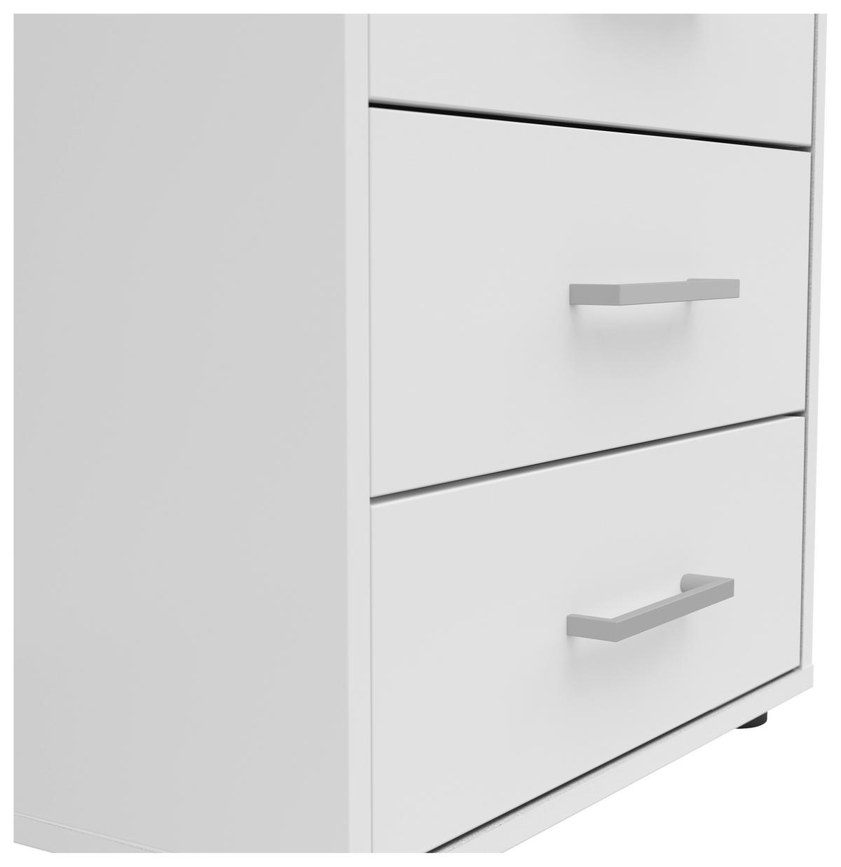 Nachtkästchen Smart 3 Weiß/weiß H: 54 Cm - Grauweiß/Schwarz, Basics, Holzwerkstoff (50/54/35cm)