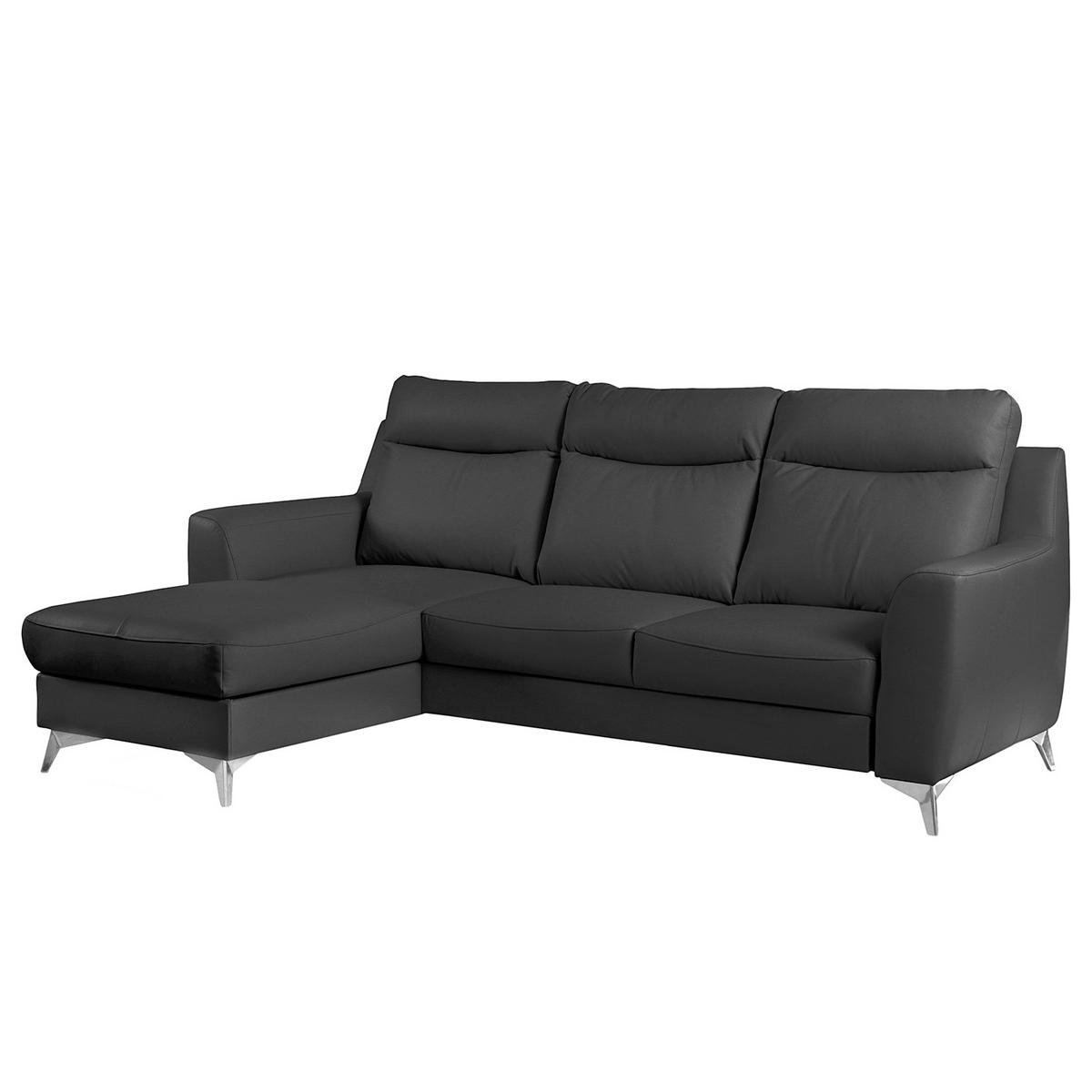 Ecksofa Gio Schwarz S: 168x236 Cm - Chromfarben/Schwarz, Design, Leder/Textil (168/236cm) - Livetastic